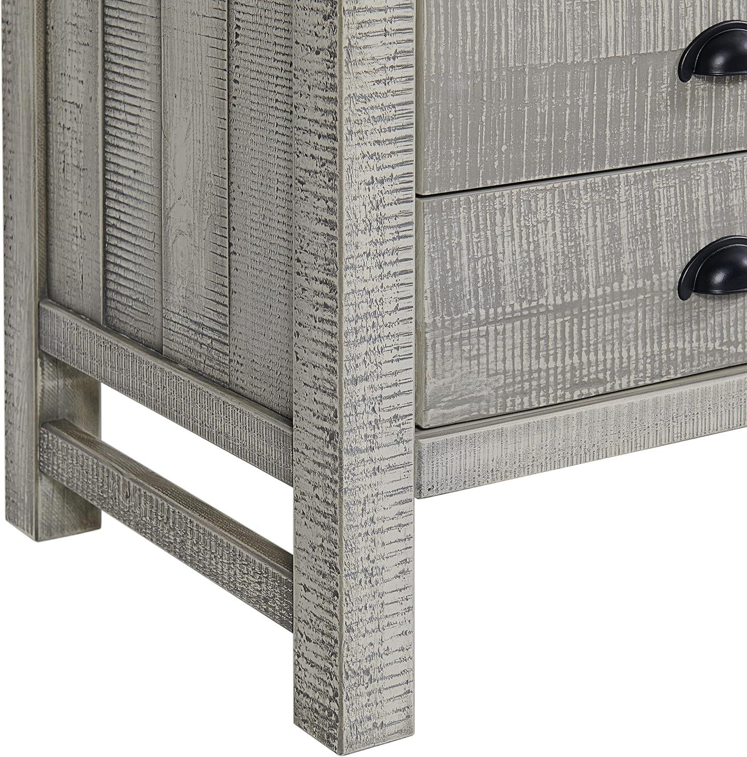 Windsor 2-Drawer Wood Nightstand for Kids Bedroom - Rustic Painted Finish, Metal Glides, Open Shelf Storage, Pine Wood Construction, 22 in. W x 17 in. D x 25 in. H, Distressed Look