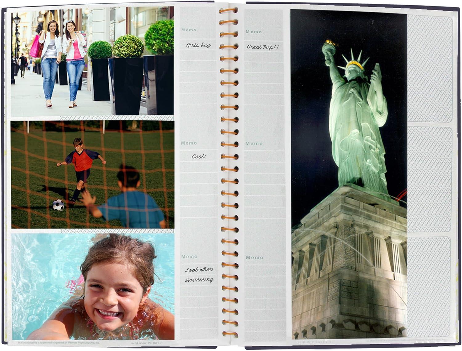 Pioneer Photo Albums Spiral Bound Bi-Directional 300 Pkt 4x6 Leatherette Photo Album, Navy Blue