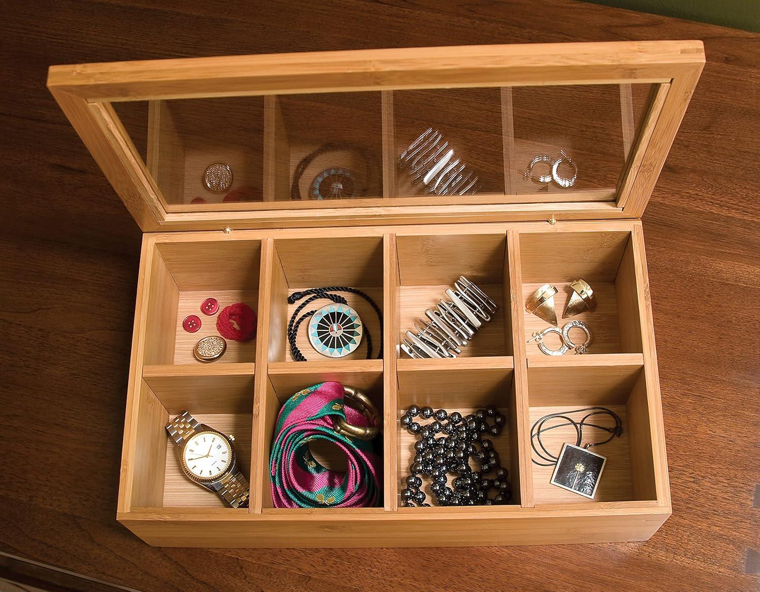 Bamboo 8-section Tea Box With Acrylic Lid