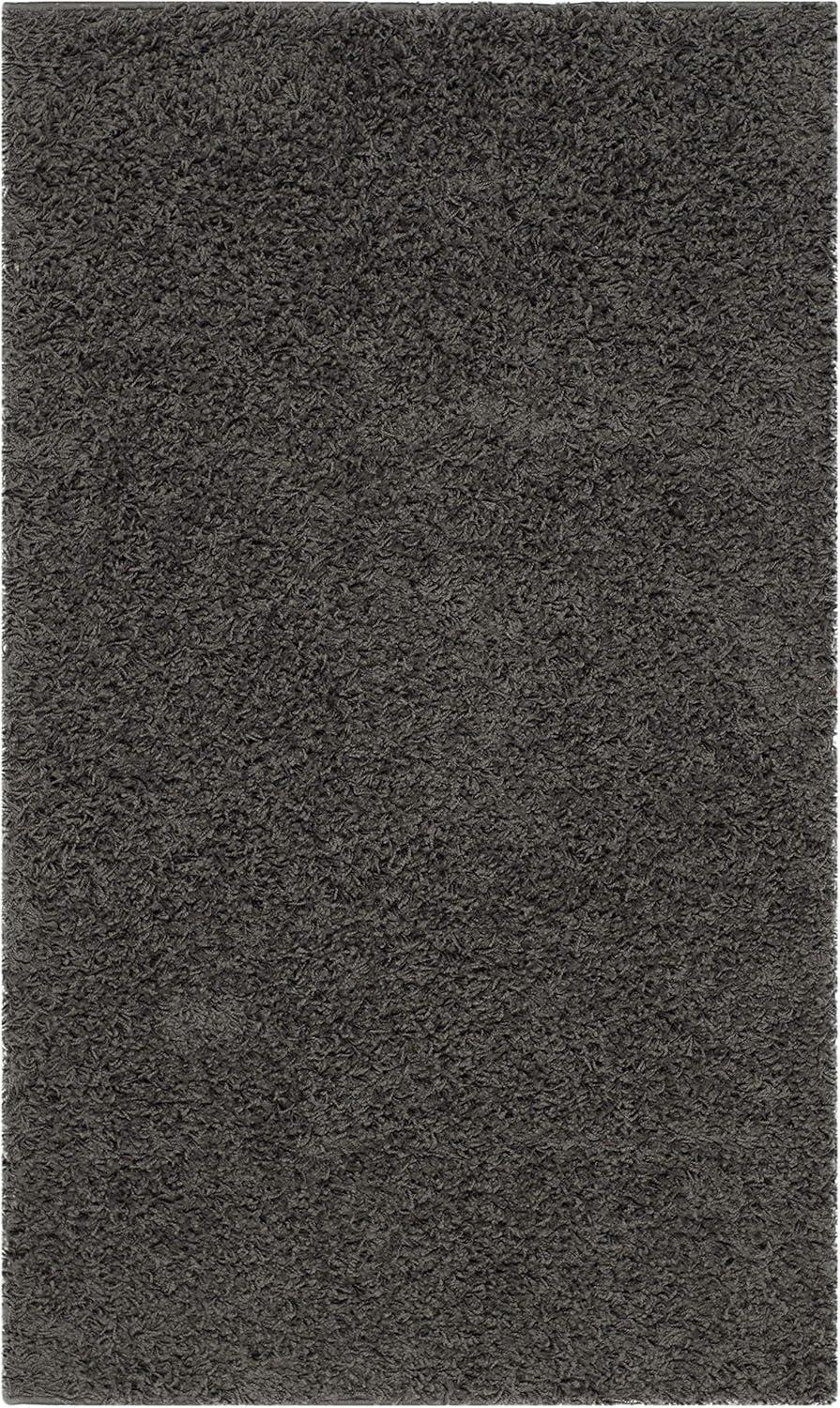 SAFAVIEH Athens Solid Plush Shag Area Rug, Dark Grey, 3' x 5'