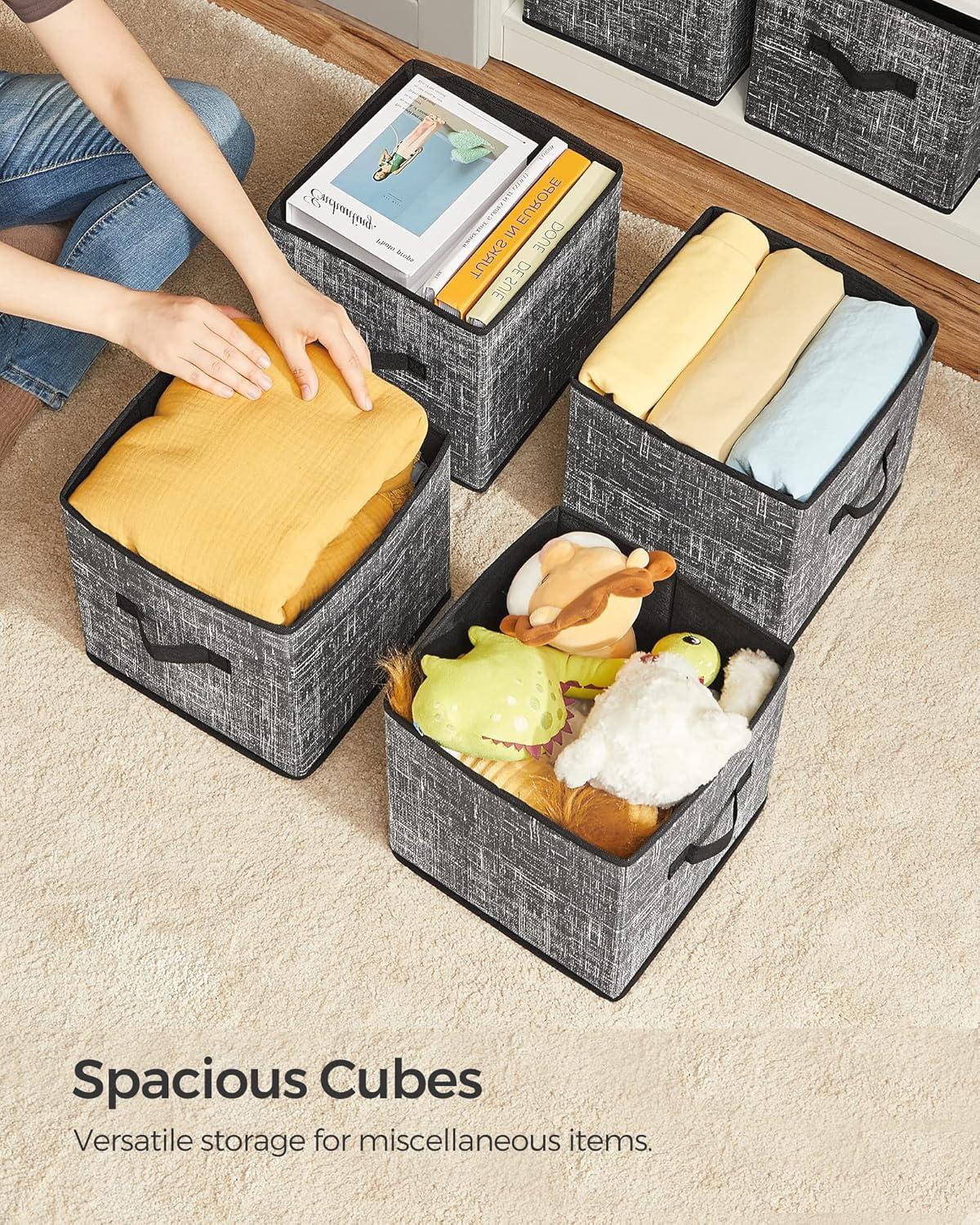 Set of 6 Black Fabric Foldable Storage Cubes