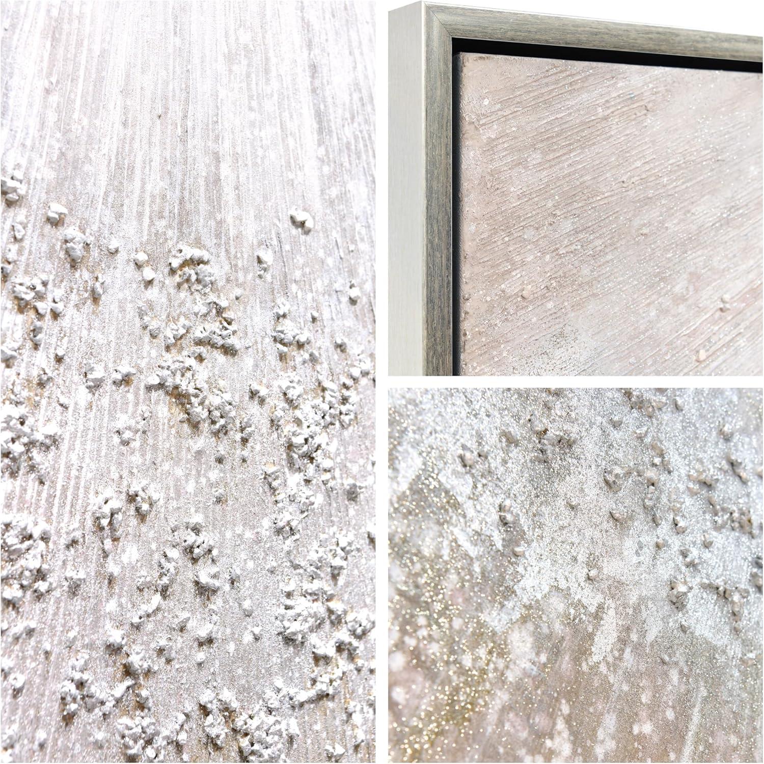 Empire Art Direct Silver Radiant Trio Textured Glitter Hand Painted Framed Canvas Wall Art with Silver Leaf