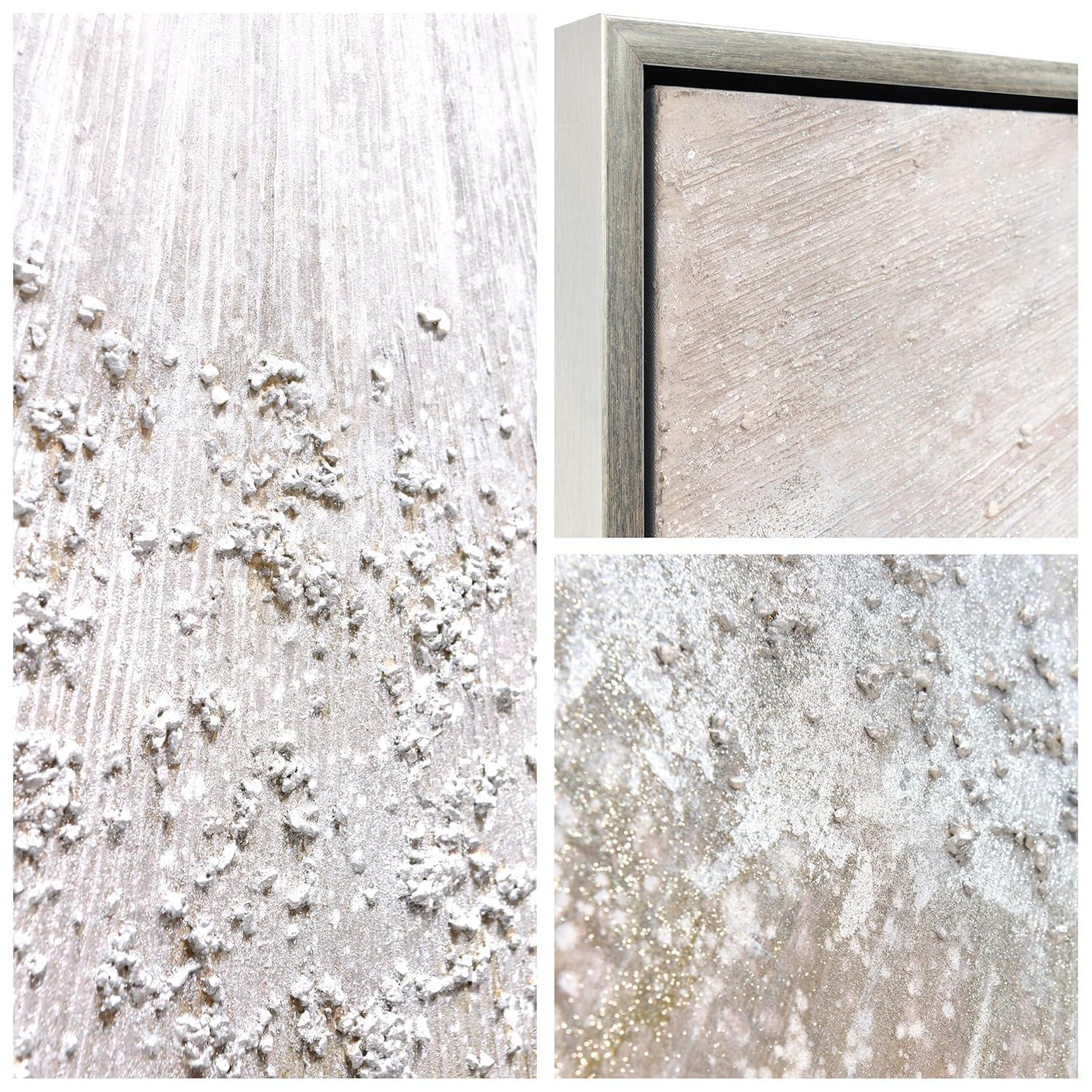 Empire Art Direct Silver Radiant Trio Textured Glitter Hand Painted Framed Canvas Wall Art with Silver Leaf