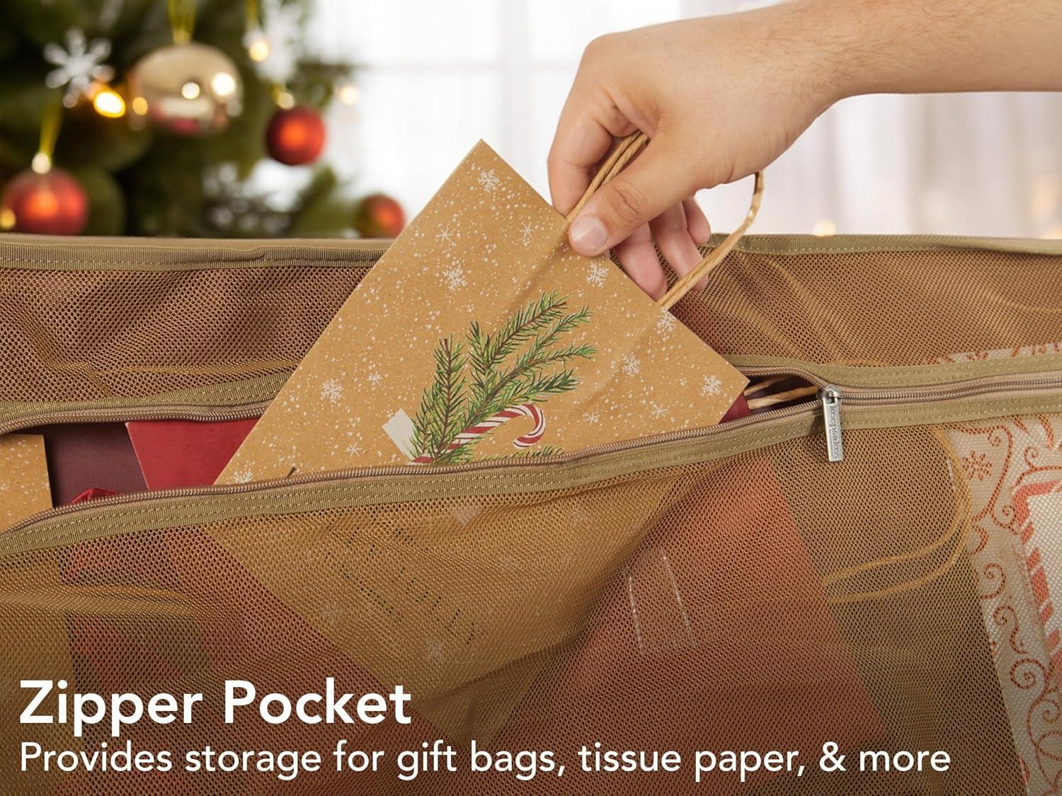 Covermates Keepsakes Gift Wrap Organizer - Holds up to 25 Rolls - Heavy Duty - Accessory Trays with Adjustable Compartments - Mesh Pocket - Holiday Storage, Green