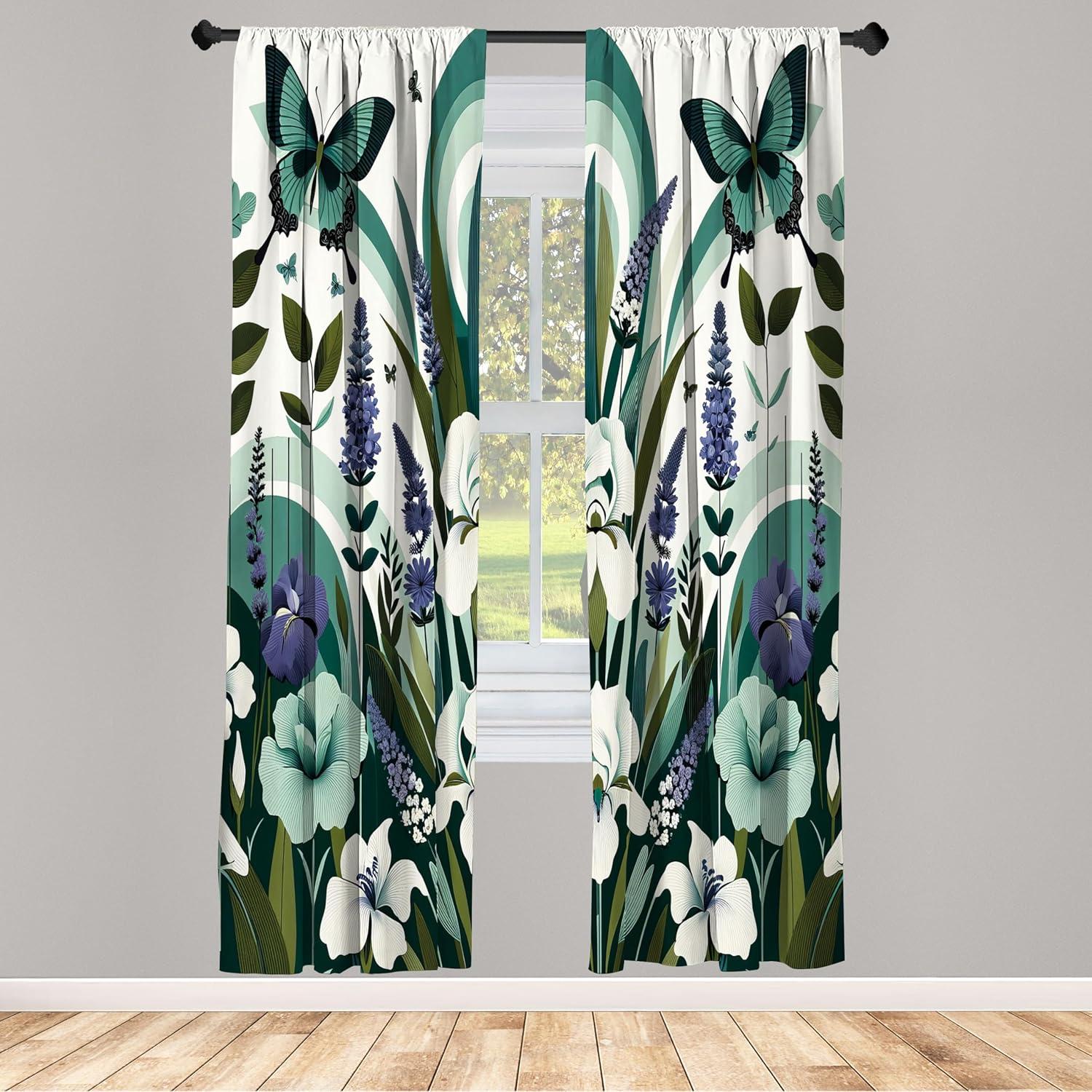 Ambesonne Microfiber Semi Sheer Curtain