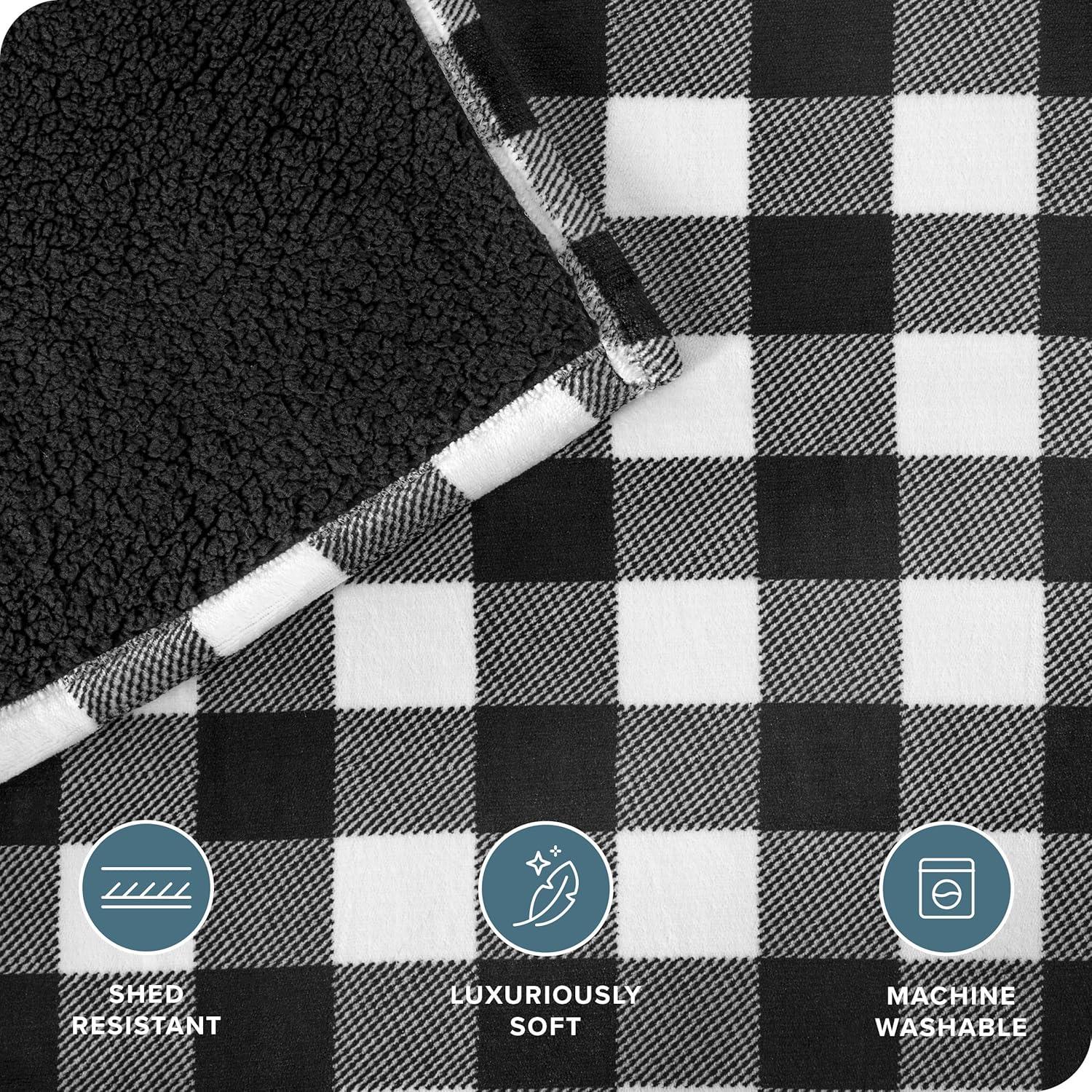 Bare Home Bare Home Printed Sherpa Fleece Blanket - Warm & Lightweight - Soft Plush Blanket - Reversible