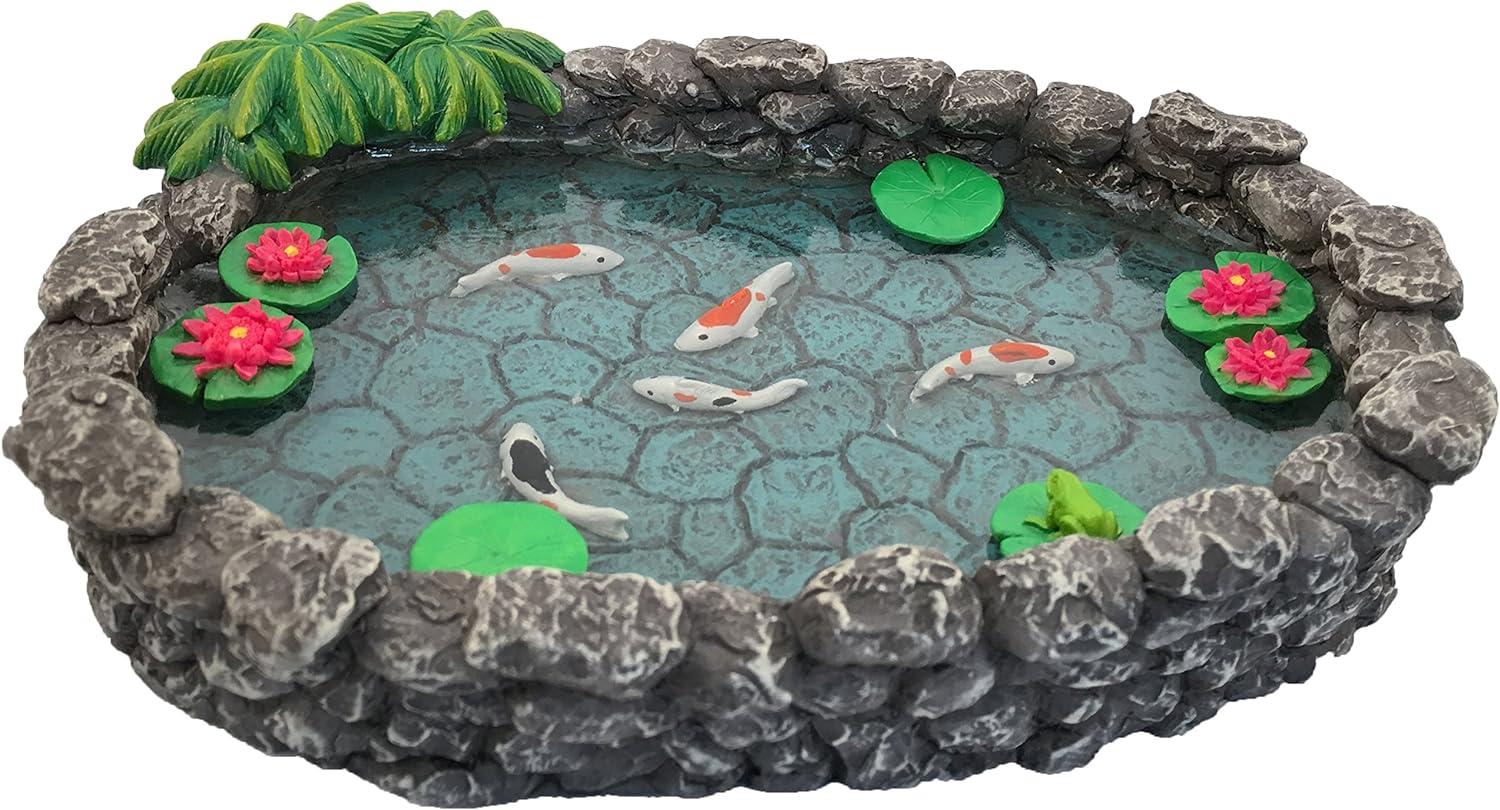 KOI Miniature Pond -  Koi Pond for a Fairy Garden.  A Miniature Pond for a Miniature Fairy Garden and Enchanted Garden Accessories by GlitZGlam