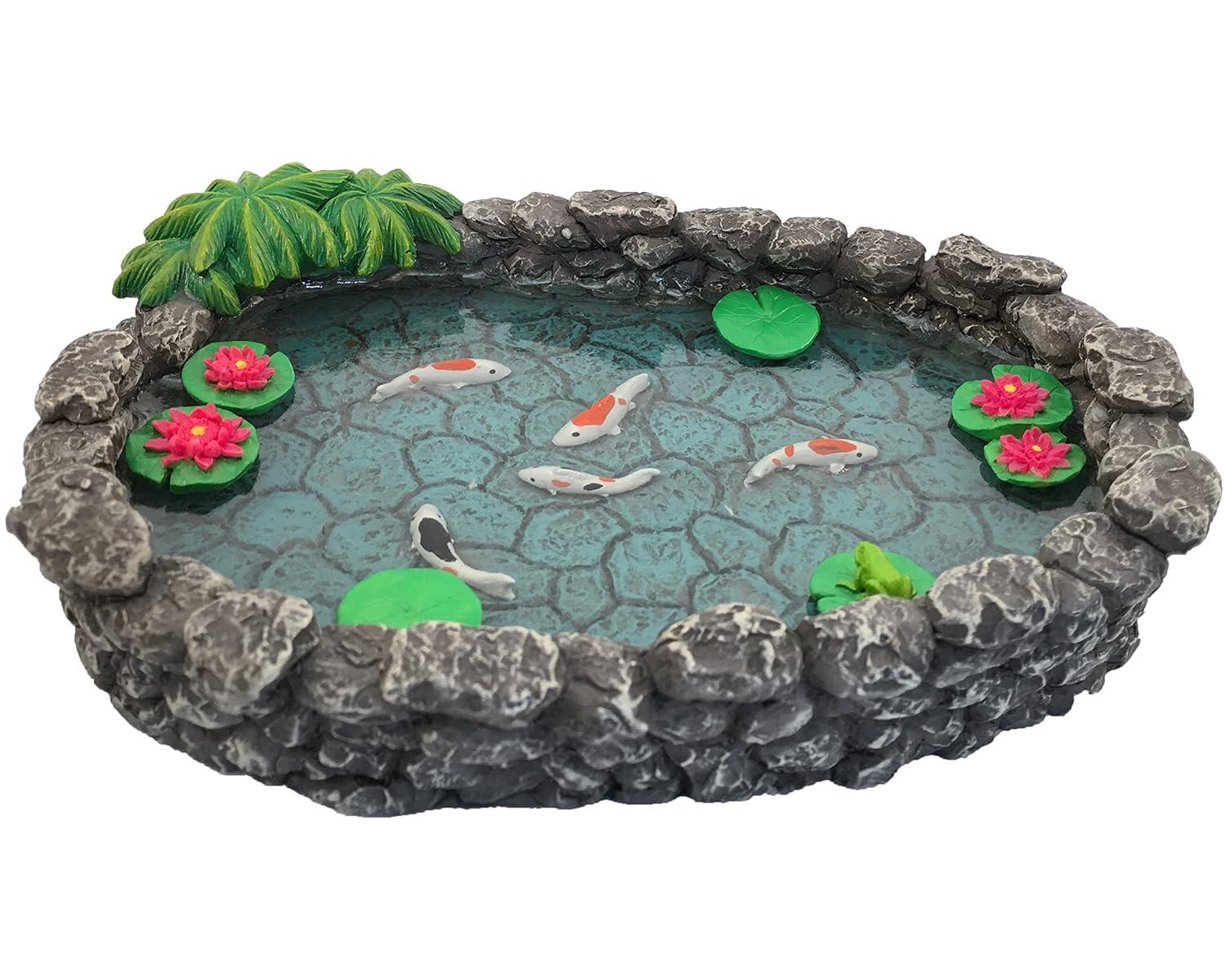 KOI Miniature Pond -  Koi Pond for a Fairy Garden.  A Miniature Pond for a Miniature Fairy Garden and Enchanted Garden Accessories by GlitZGlam