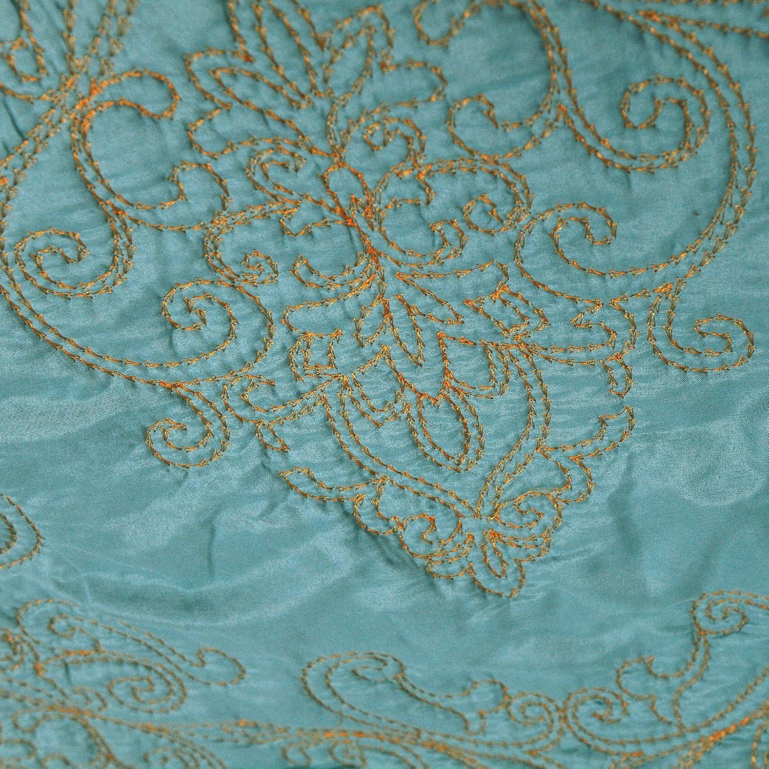 Home Soft Things 4 Piece Damask Embroidery Bedspread Set