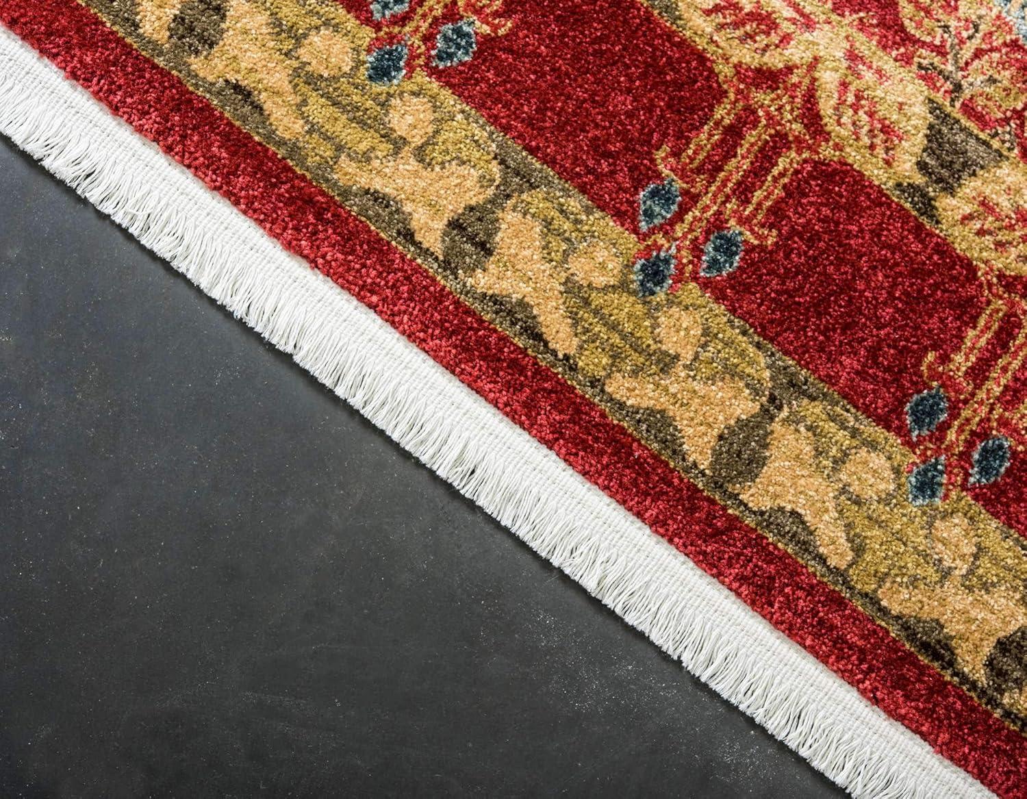 Edinburgh Red and Beige Rectangular Synthetic Area Rug