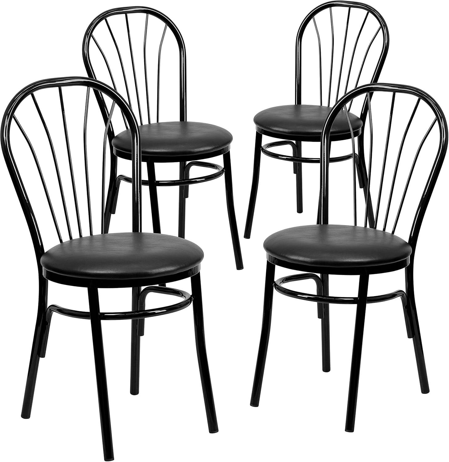Flash Furniture HERCULES Series Fan Back Metal Chair - Black Vinyl Seat