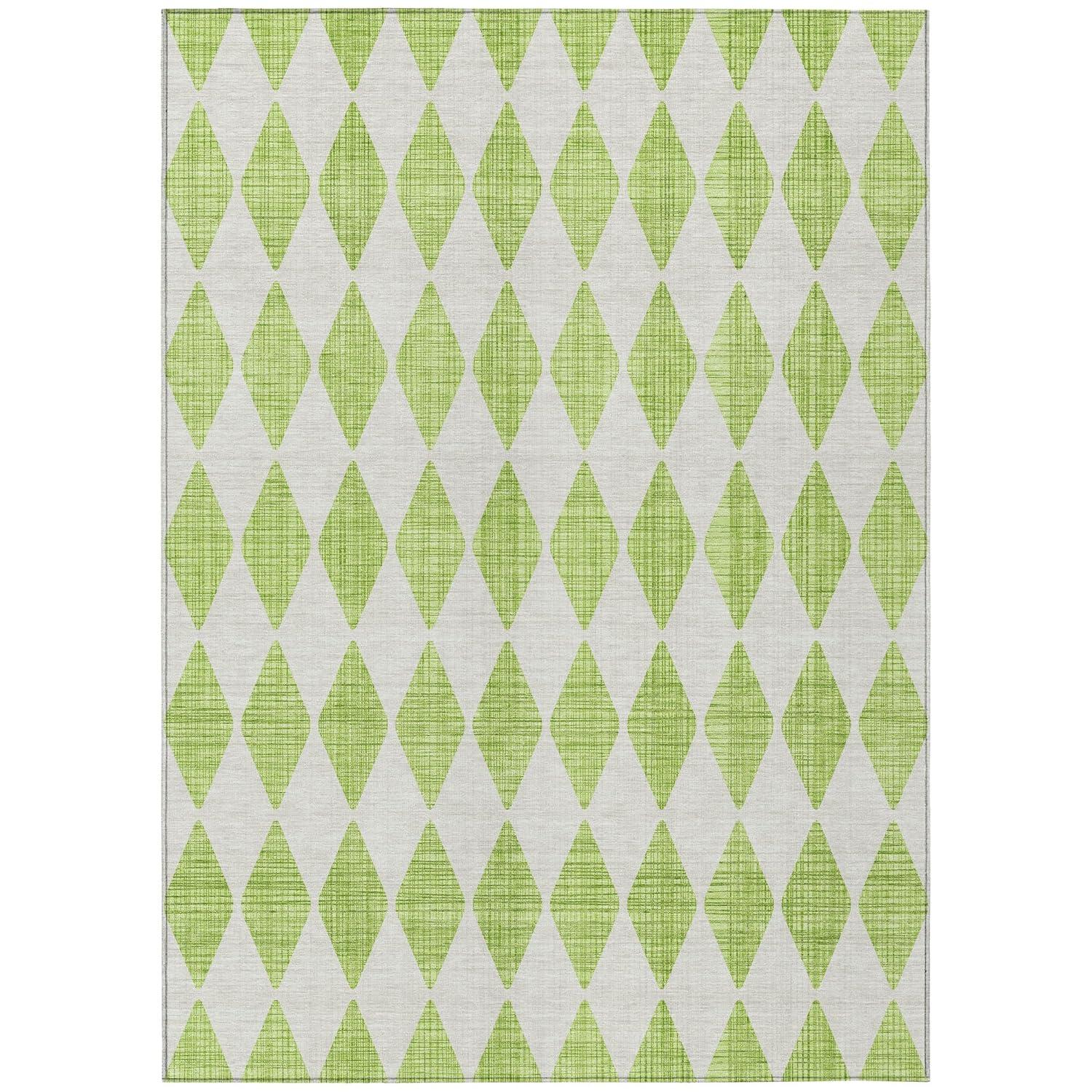 Lime Diamond Pattern 9' x 12' Synthetic Washable Rug