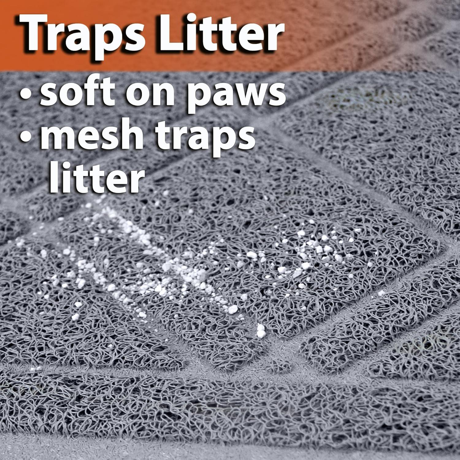iPrimio Cat Litter Mat - Traps Litter from Paws and Box - Extra Soft Mesh – Phthalate & BPA Free - Suitable for Giant, Jumbo, Small Cats and Kittens - Extra Large (35” x 23.5”) - Blue Gray