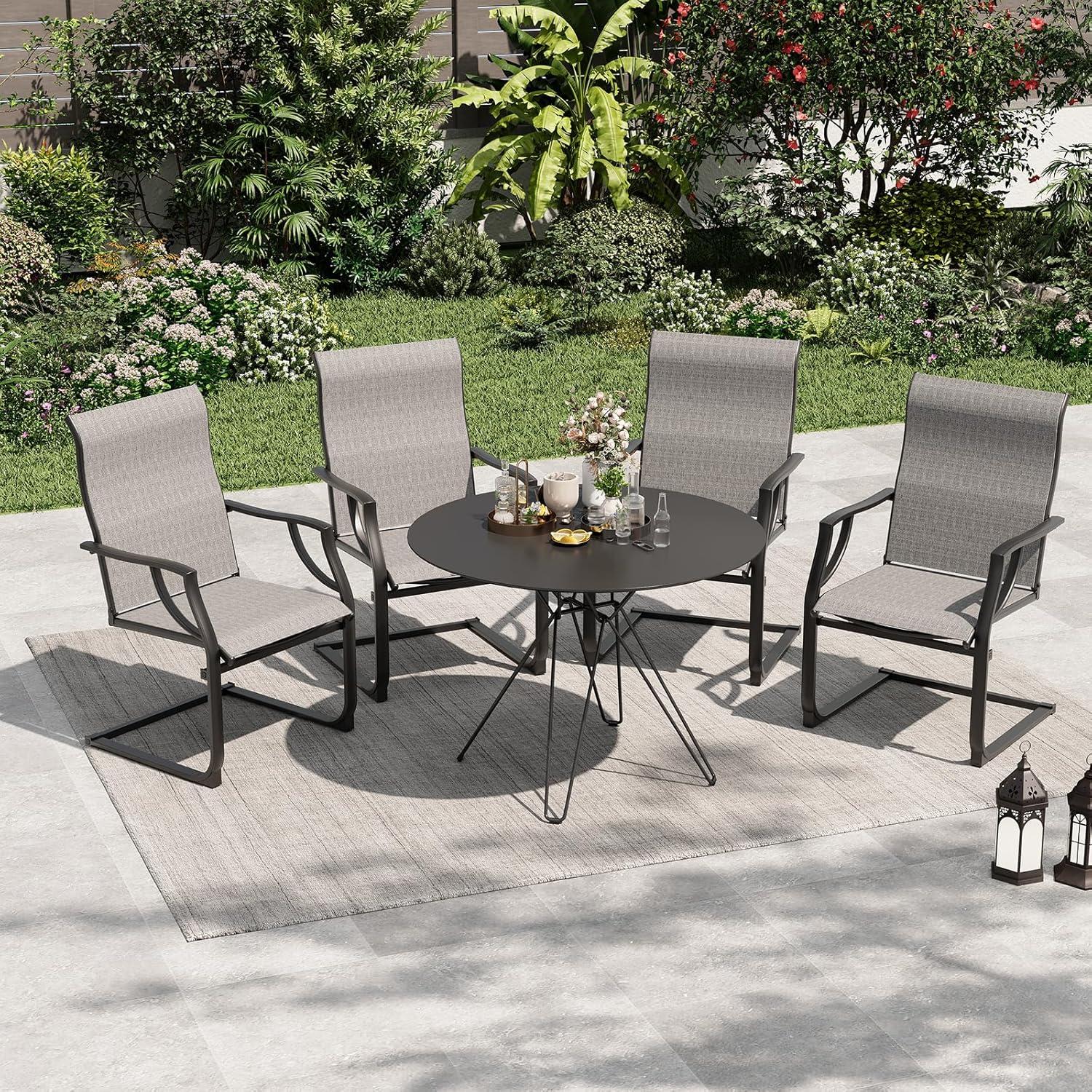 ELPOSUN 3 Piece Patio Conversation Bistro Set Outdoor Furniture Set, Porch Balcony Furniture Set,Wicker Chairs and Coffee Table Set for Patio Balcony Backyard Apartment, Grey