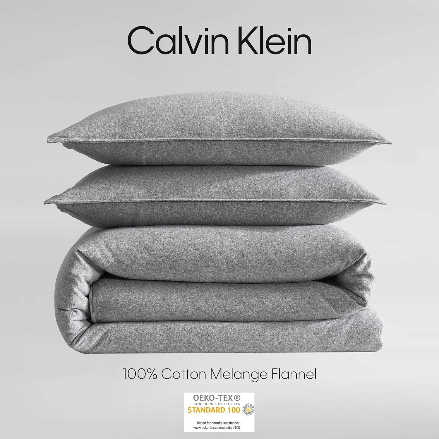 Calvin Klein Melange Flannel Solid Cotton Duvet Cover Set