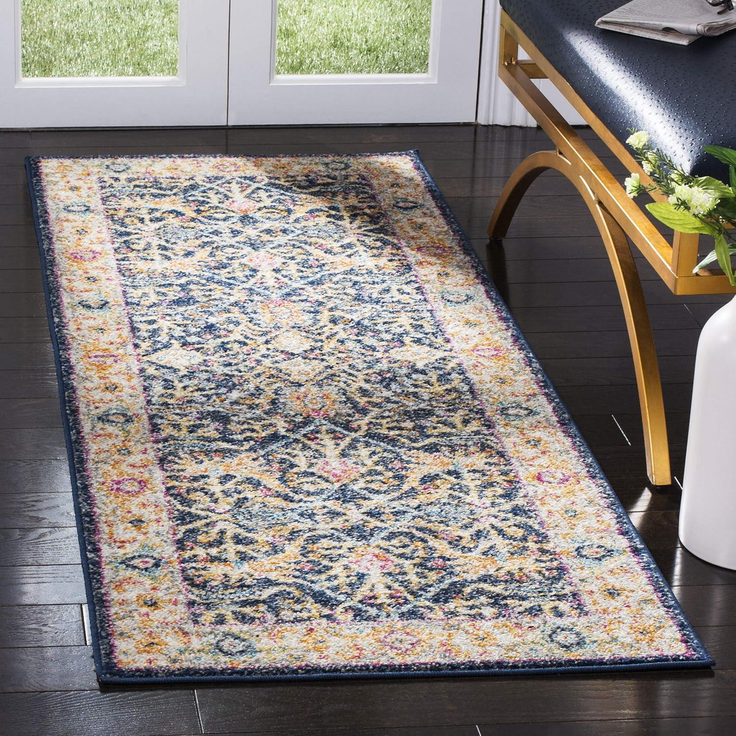 Madison MAD612 Power Loomed Indoor Runner Rug - Navy/Creme - 2'3"x10' - Safavieh.