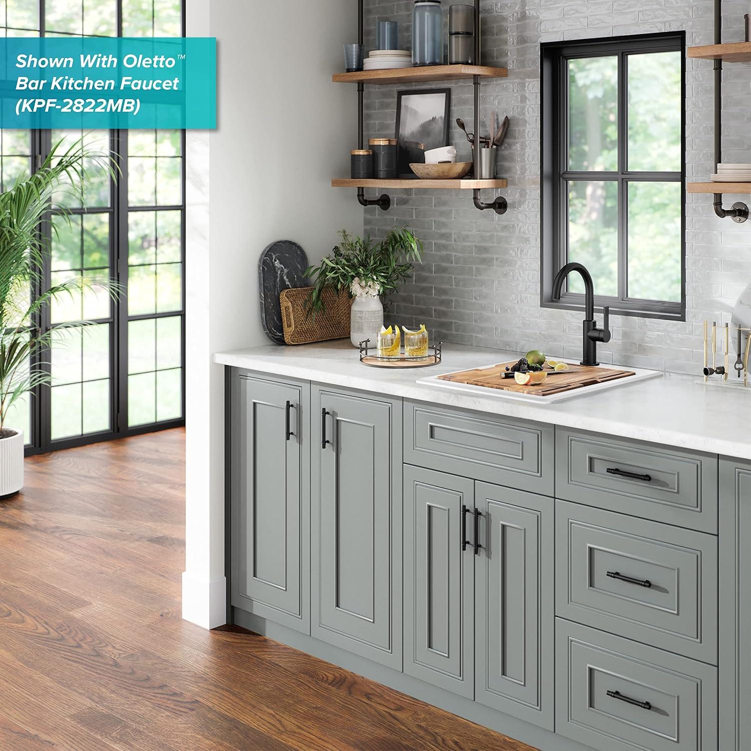 KRAUS Bellucci 28” Granite Workstation Drop In Top Mount Single Bowl Kitchen Sink with Accessories