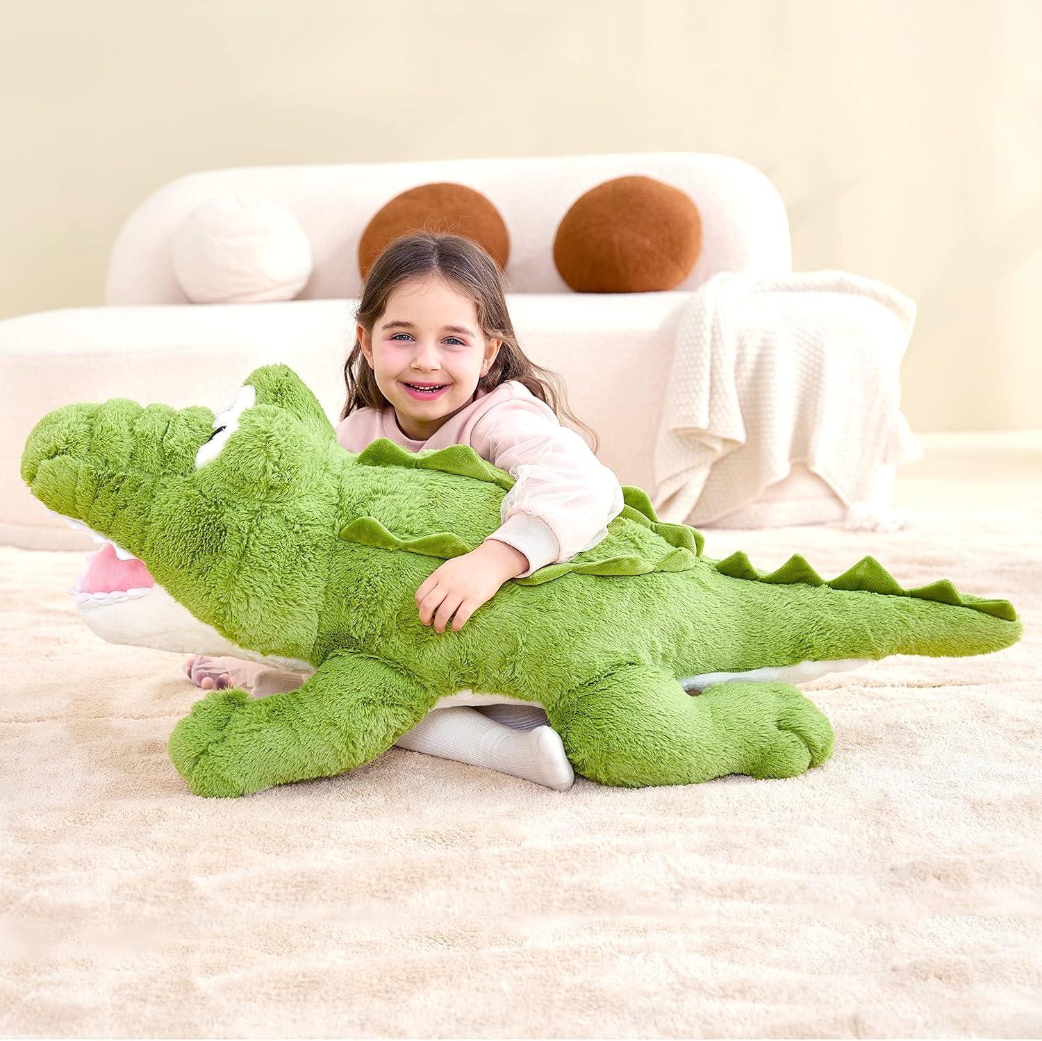 IKASA Giant Crocodile Stuffed Animal Plush Toy,Large Jumbo Alligator 30" Green Huge Cute Soft Toys,Big Size Plushy Fluffy Fat Oversized Plushie,Gifts for Kids Girls Boys Girlfriend Children