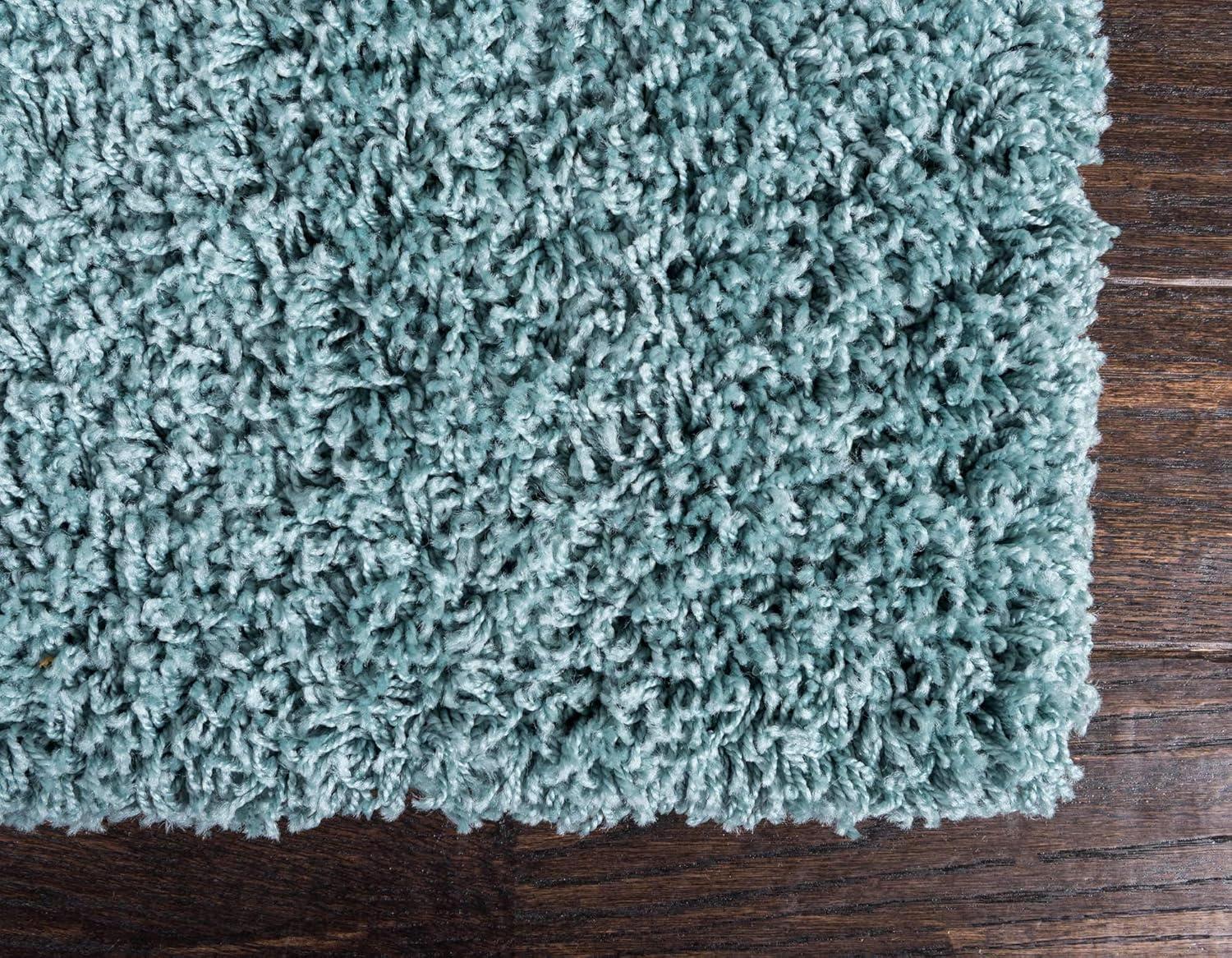 Unique Loom Solid Shag Collection Area Rug (7' 10" x 11' Rectangle Light Slate Blue)