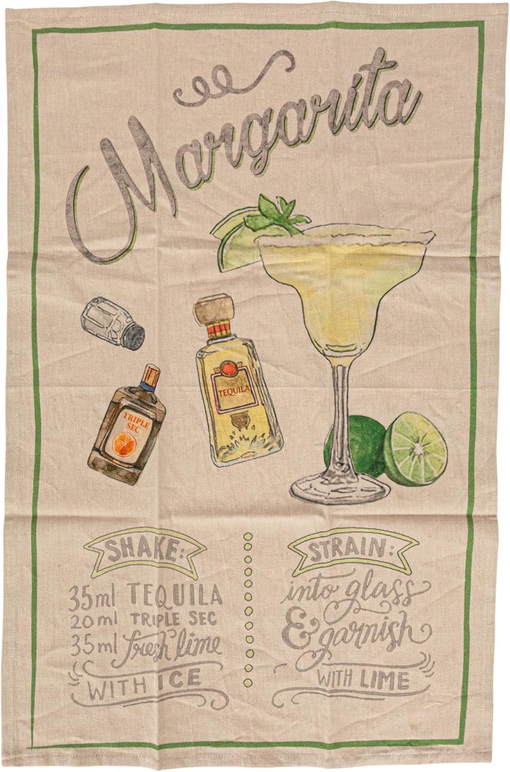 Creative Co-Op Cotton Printed Tea Towel with Cocktail Recipe Prints, Multicolor, Set of 8