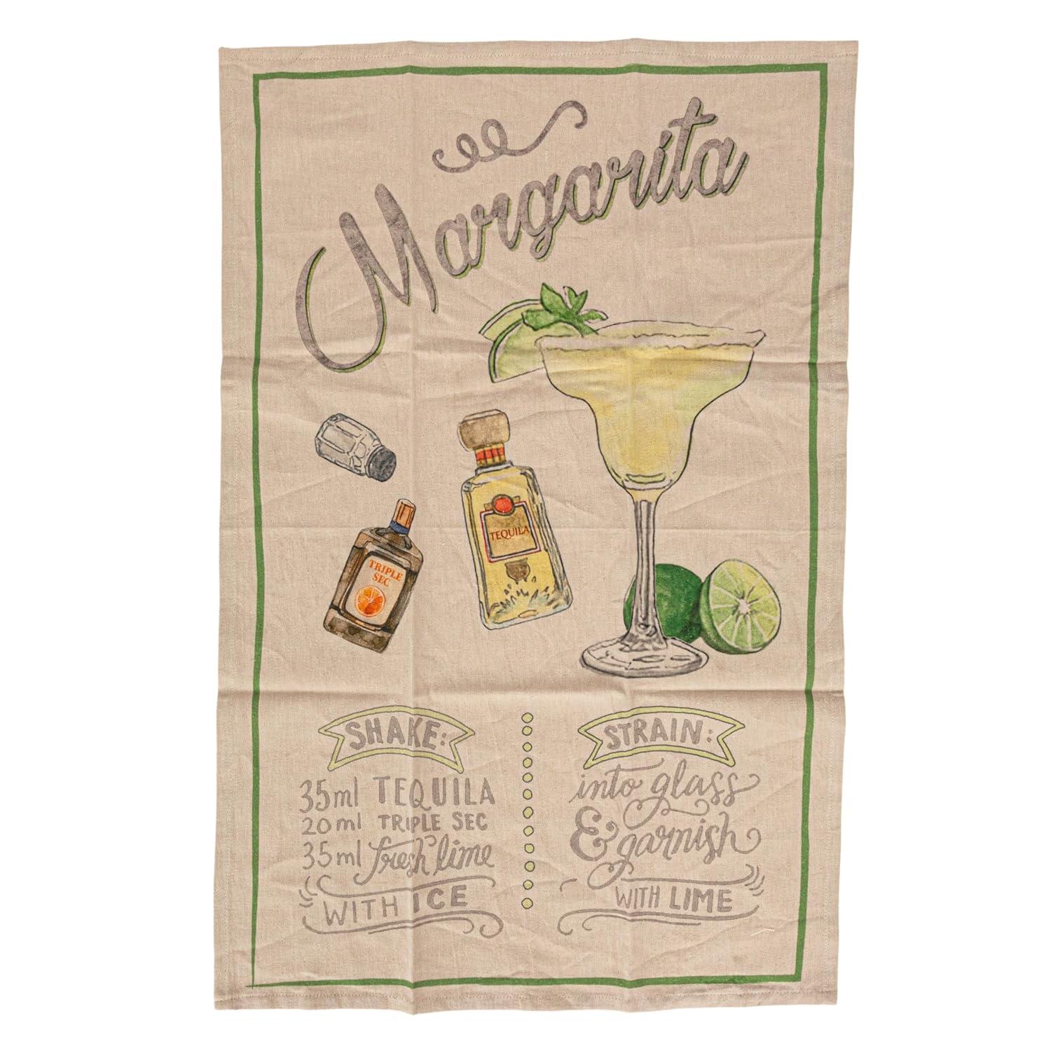 Creative Co-Op Cotton Printed Tea Towel with Cocktail Recipe Prints, Multicolor, Set of 8