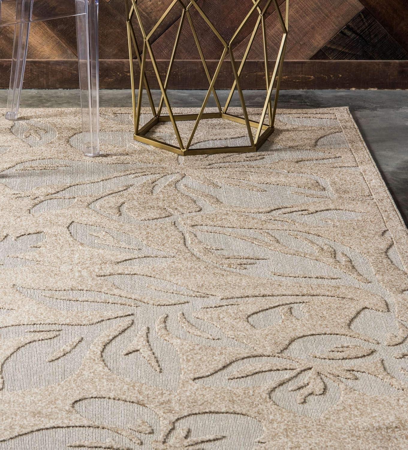 Unique Loom 7' 1 x 10' 0 Beige Outdoor Botanical Jacksonville Area Rug