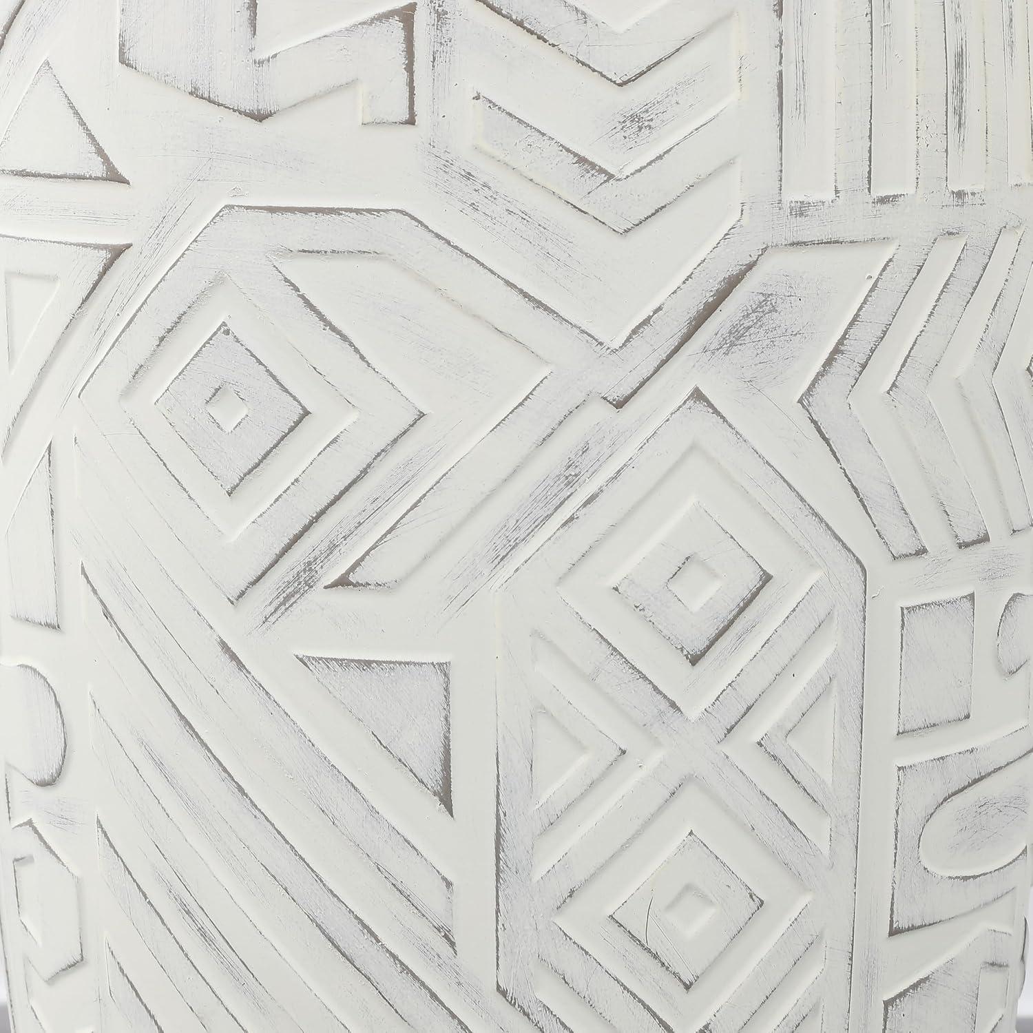 JONATHAN Y Rafi 17.75" Transitional Bohemian Geometric Drum Garden Stool, Cream