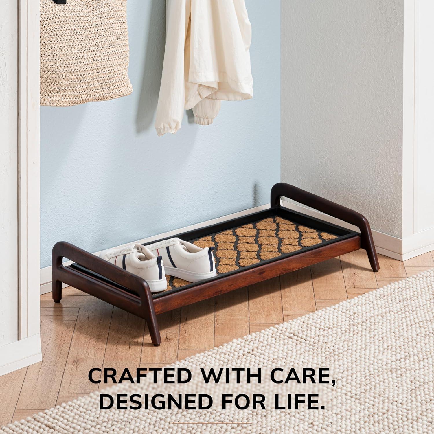 Solid Wood Boot Tray with Non-Slip Base – Waterproof Shoe Storage Cabinet for Entryway, Mudroom & Hallway