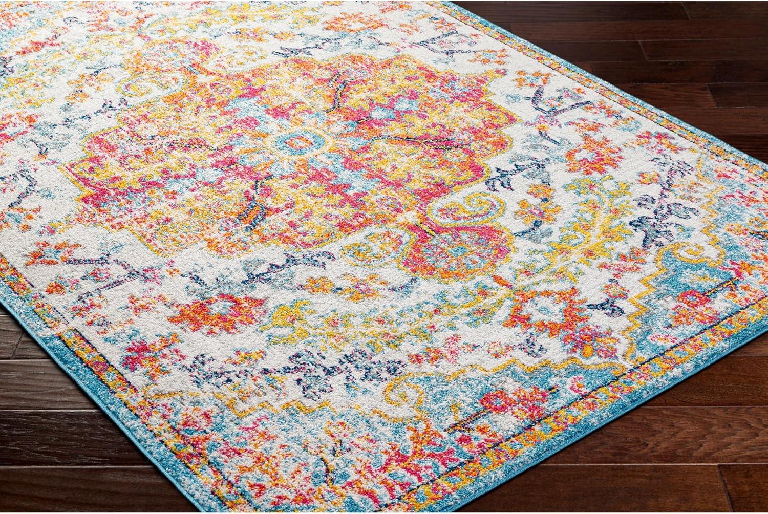 Livabliss Harput Vintage Medallion Area Rug,7'10" x 10'2",Orange/Aqua