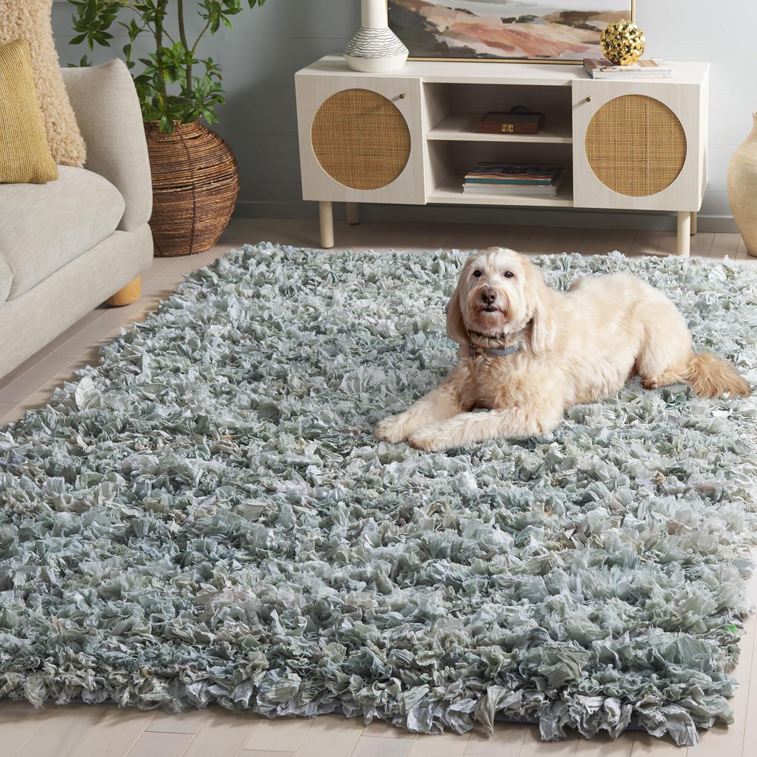 Rio Shag SG951 Hand Loomed Indoor Area Rug - Light Green - 5'x8' - Safavieh