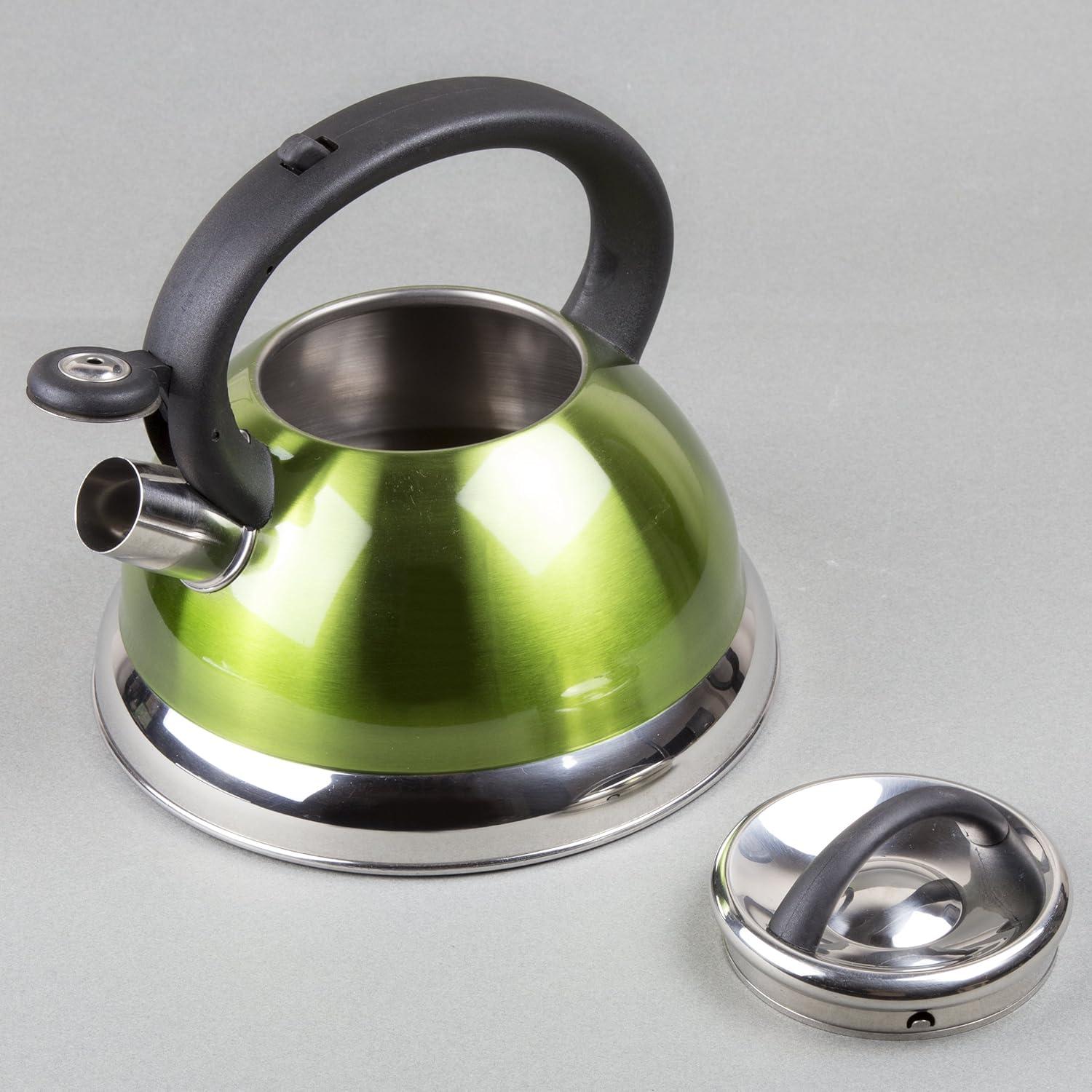 Chartreuse Stainless Steel Whistling Tea Kettle with Insulated Handle