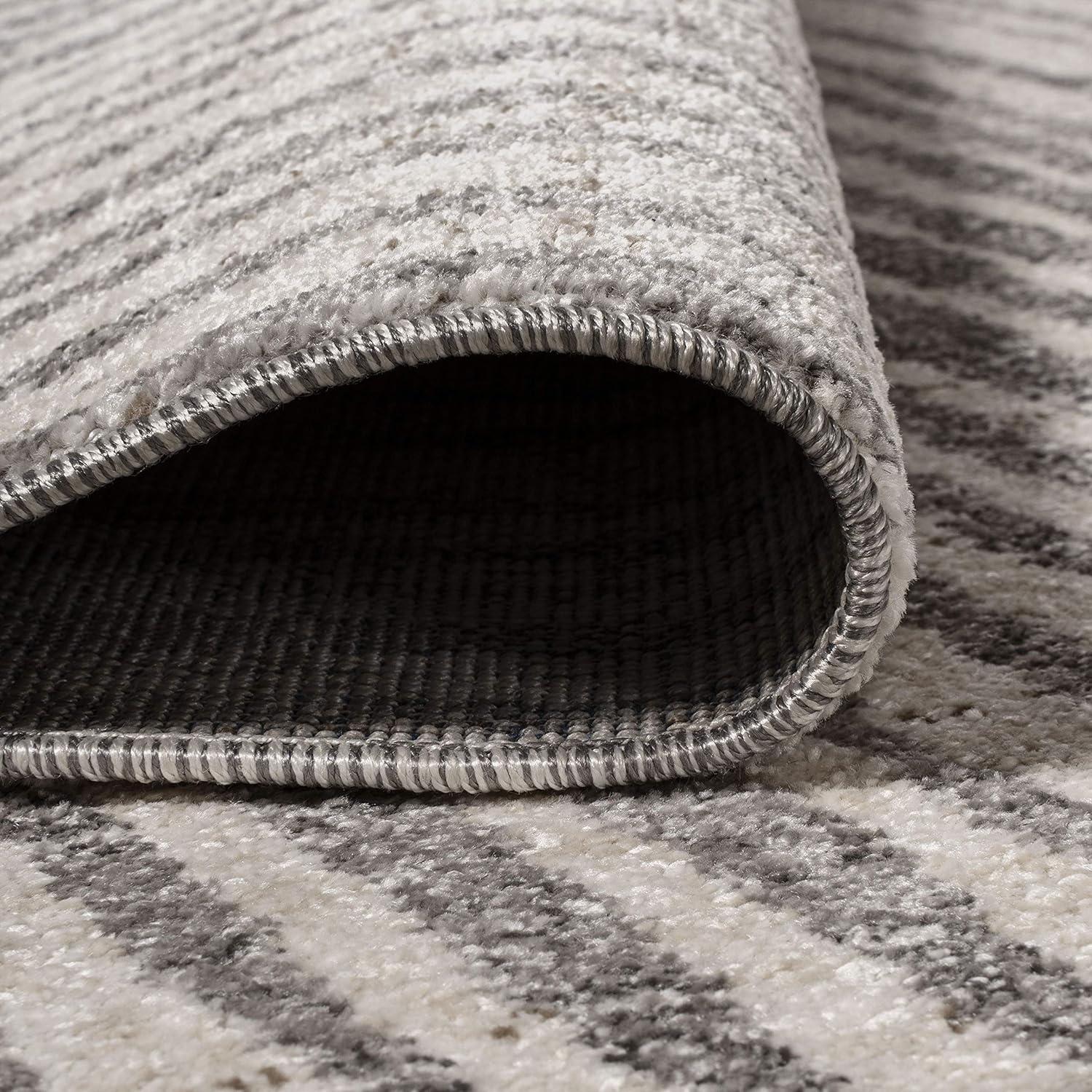 3'x5' Skoura Modern Bold Stripe Area Rug, Beige/Dark Gray - JONATHAN Y