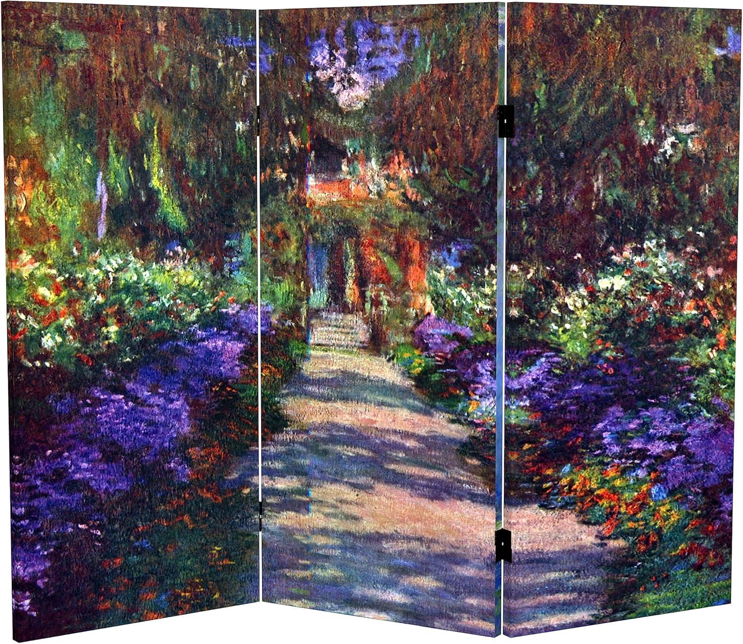 Monet Garden Multicolor Canvas Folding Screen