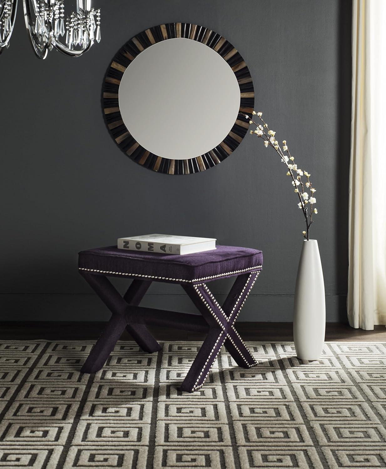 Palmer Ottoman With Silver Nailhead - MCR4589 - Robins Egg Blue - Safavieh