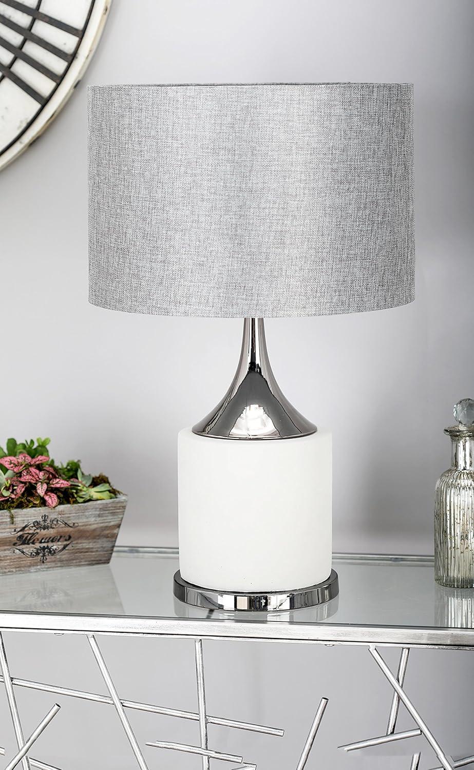 DecMode 24" Gray Table Lamp with Gray Linen Shade