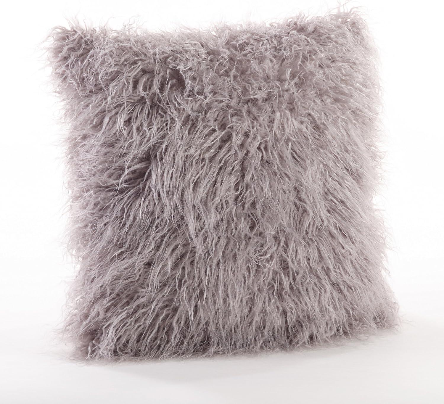 Saro Lifestyle Mongolian Faux Fur Throw Pillow