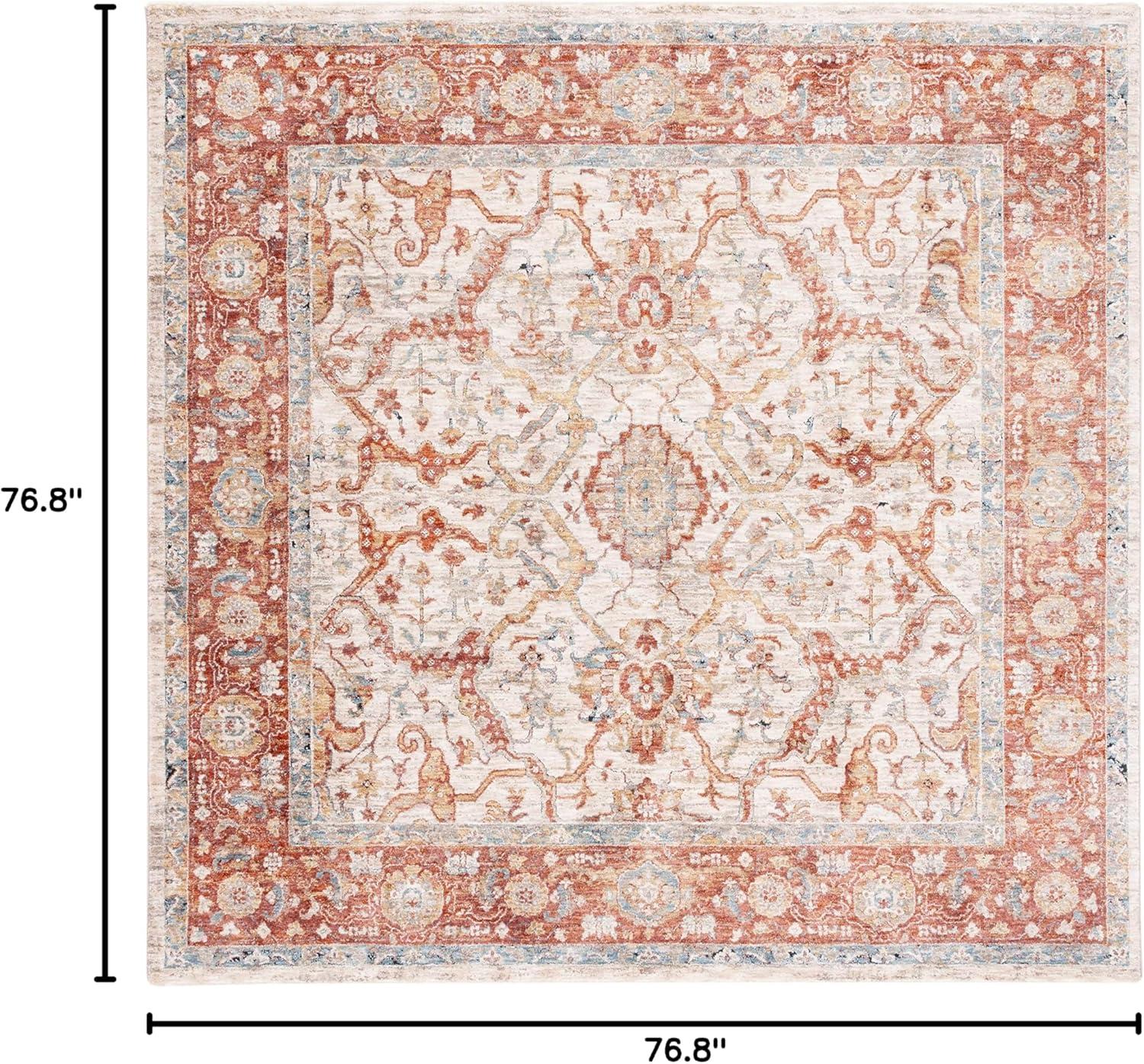 Valencia VAL566 Power Loomed Area Rug - Ivory/Rust - 6'4"x6'4"Square - Safavieh.