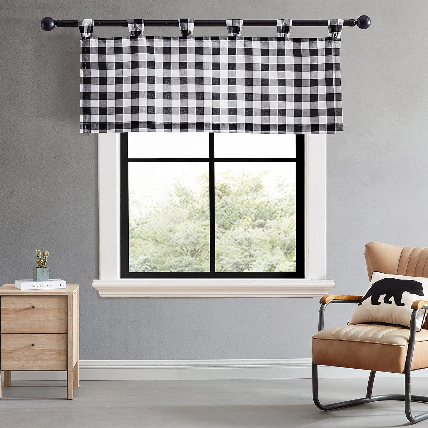 Eddie Bauer Mountain Plaid Black Tab Top Window Valance | Wayfair