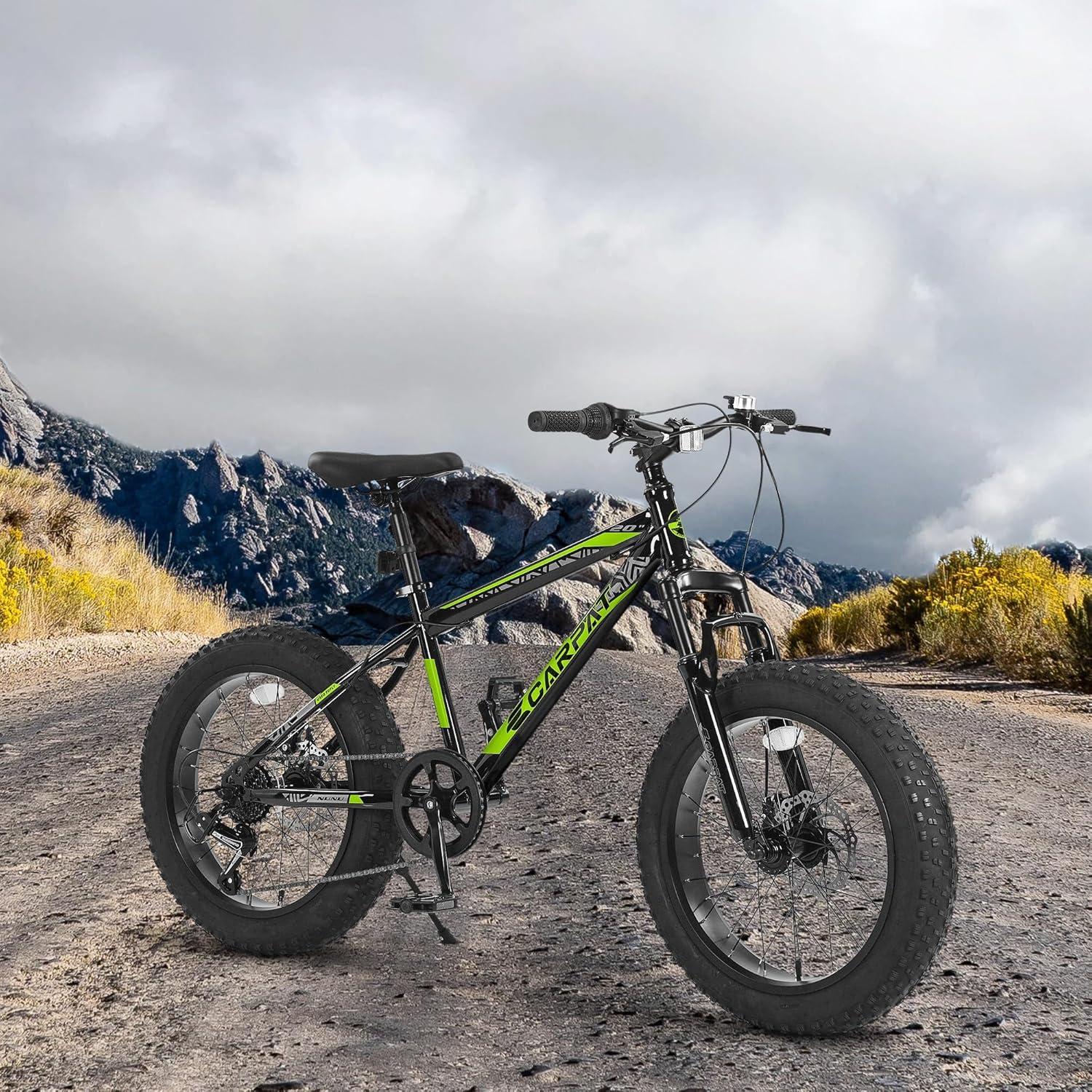 Mountain Bike 20 inch Wheels Fat Tire Bike,4" Wide Fat Tire Snow Mountain Bike ,7 Speed Teenager Children Kids' Bicycles