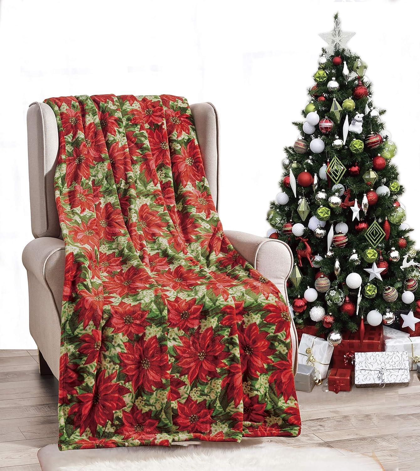 Holiday Red and Green Velvet Touch Fleece Throw Blanket 50" x 60"