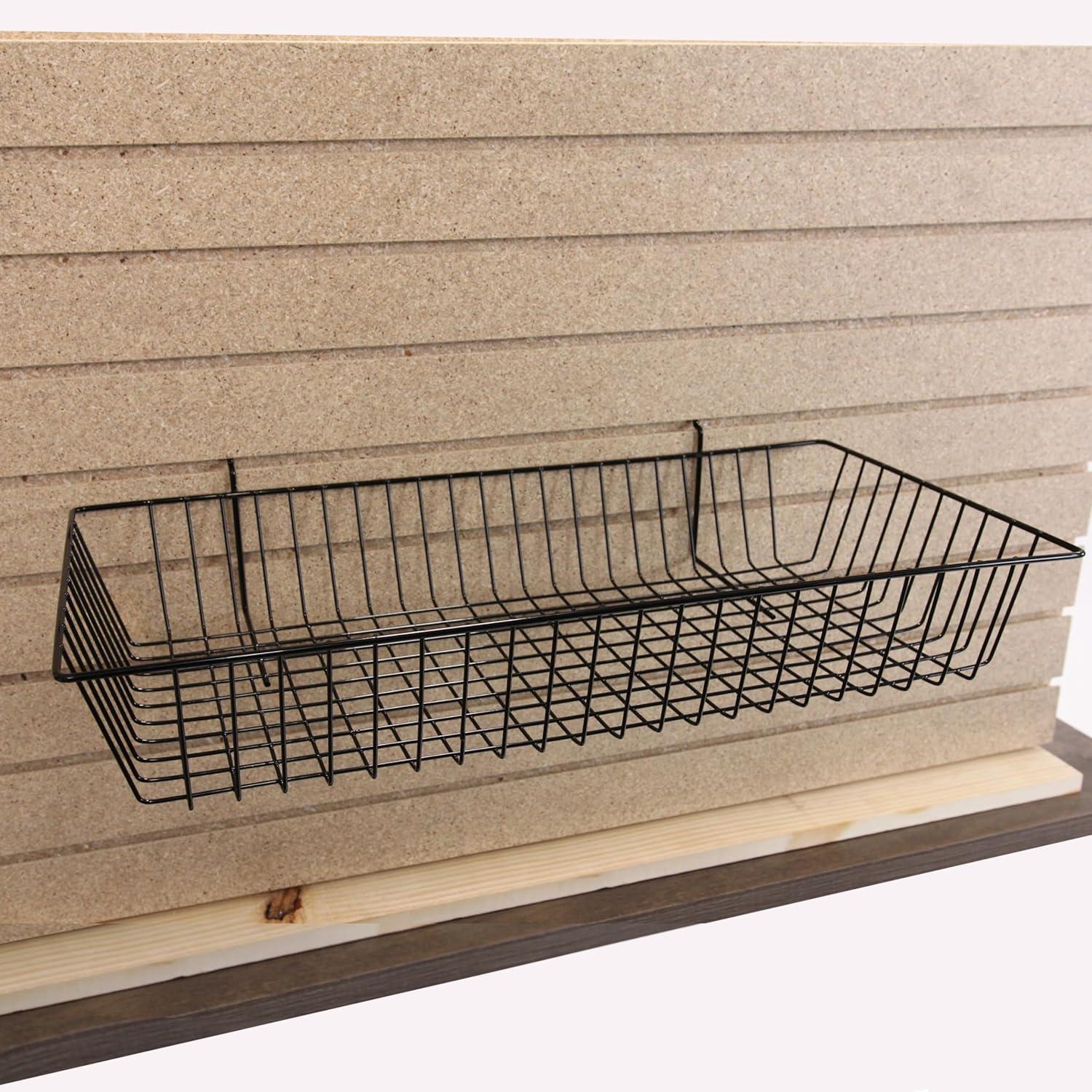 Black Mini Wire Grid Basket for Slatwall or Pegboard - 24''L x 12''W x 4"D