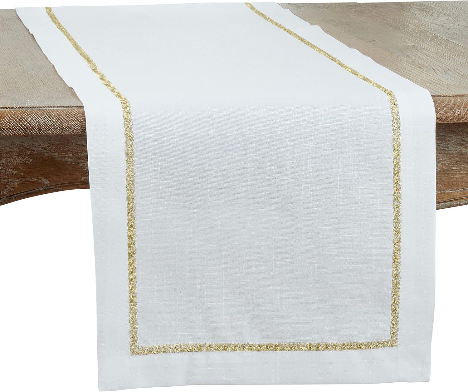 Saro Lifestyle Embroidered Border Dining Table Runner