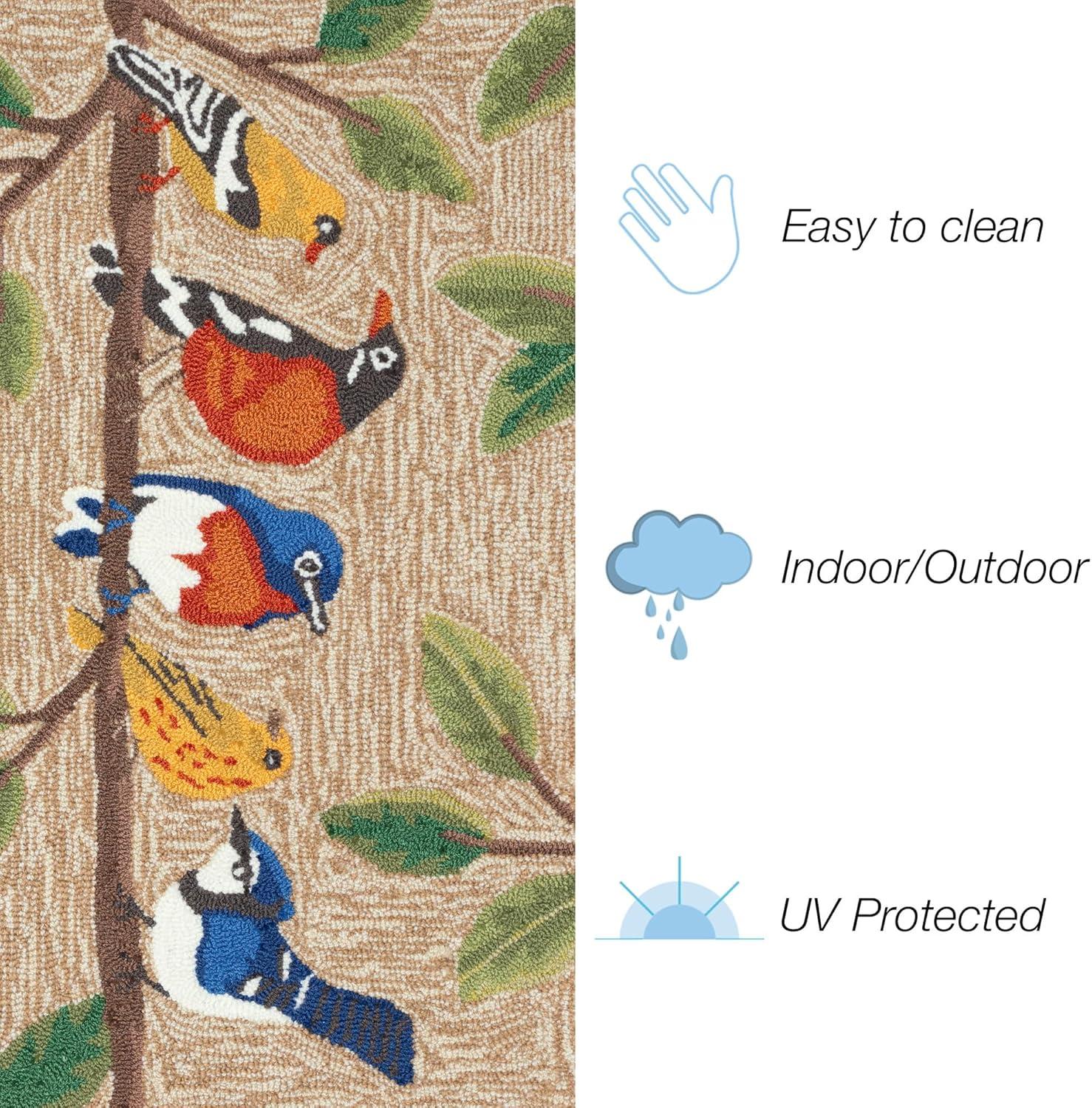 Liora Manne Frontporch Birds Indoor/Outdoor Rug Neutral 2'6" x 4'