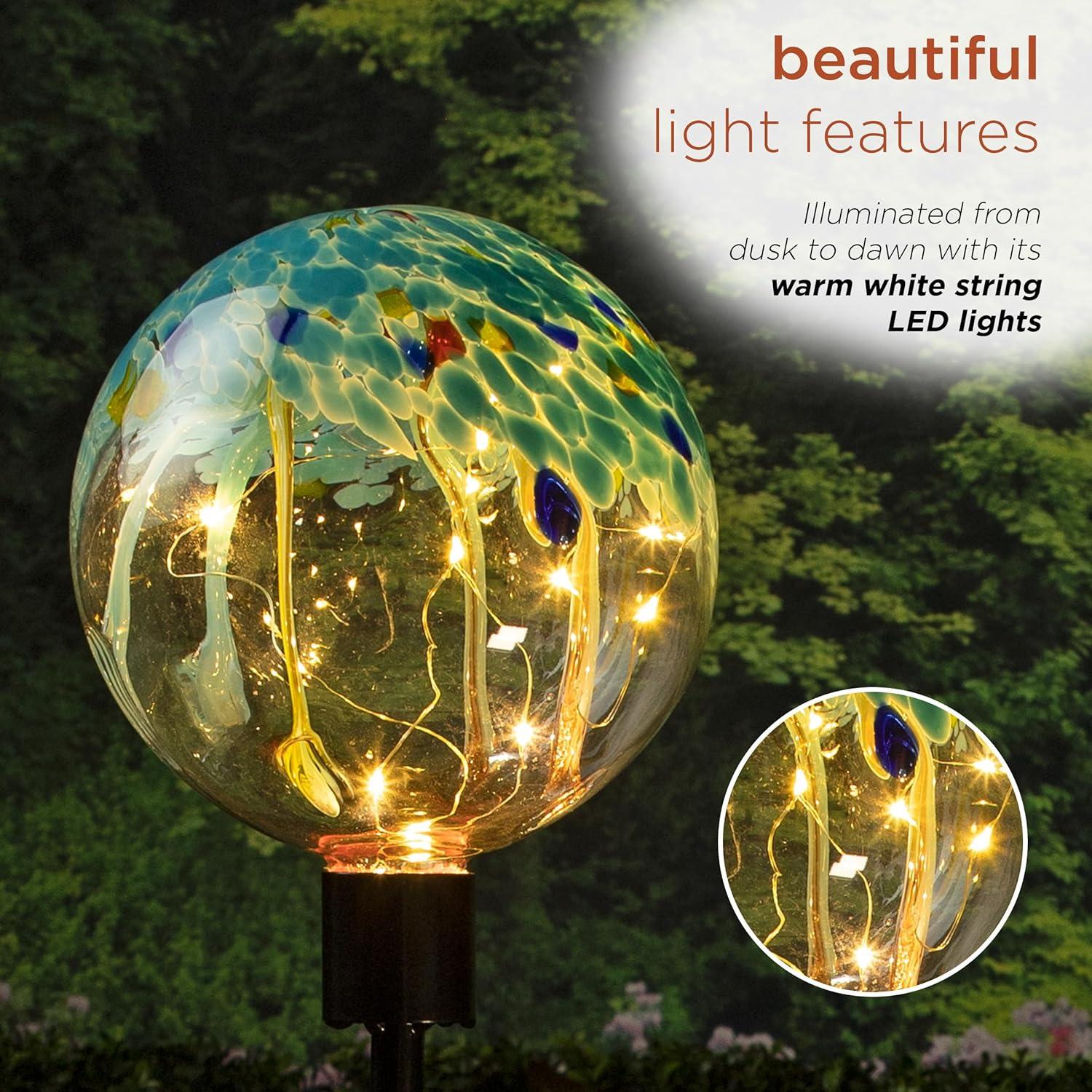 Multicolor Raindrop Splashes Glass Ball LED Garden Stake