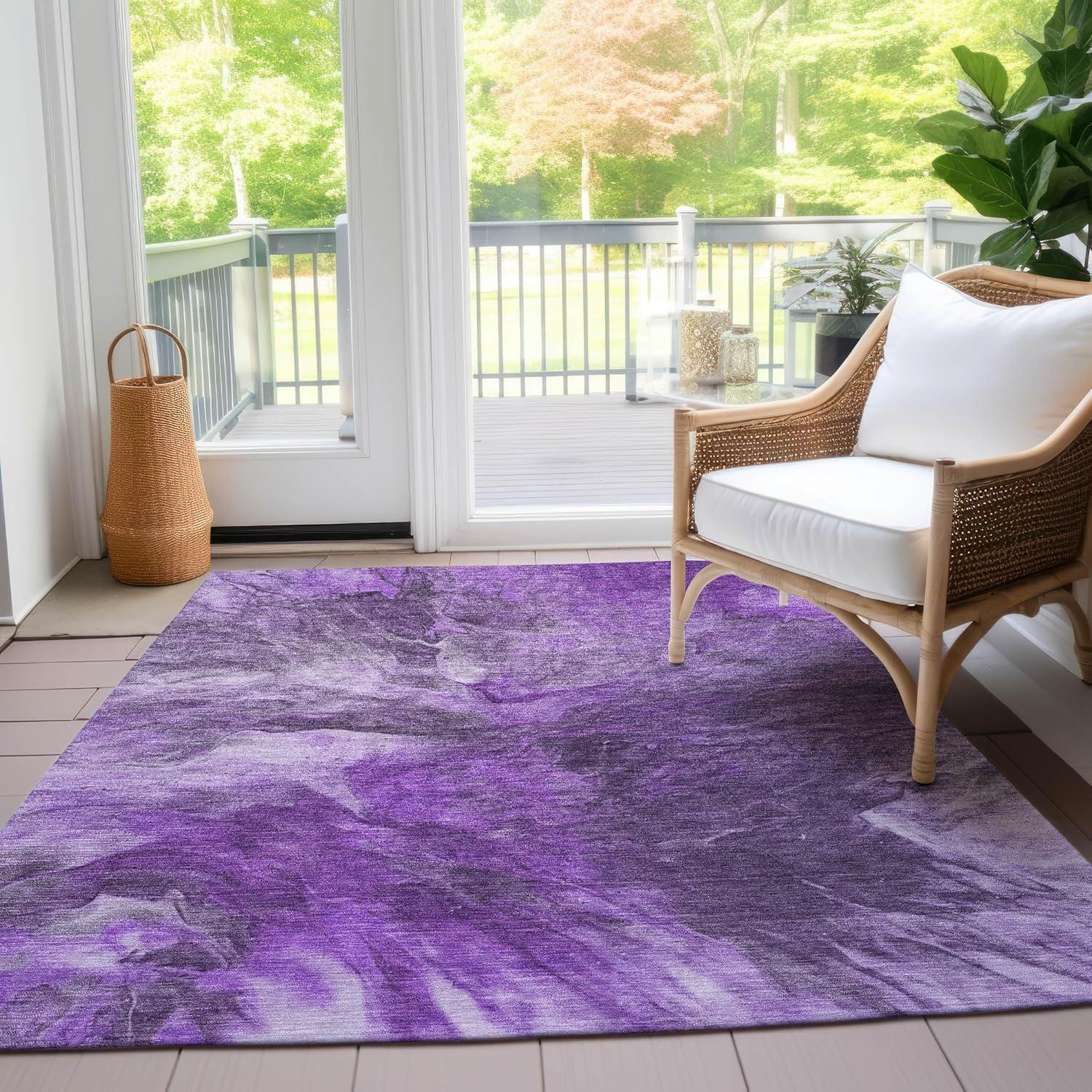 Addison Rugs Chantille ACN641 Purple 5' x 7'6" Indoor Outdoor Area Rug, Easy Clean, Machine Washable, Non Shedding, Bedroom, Living Room, Dining Room, Kitchen, Patio Rug