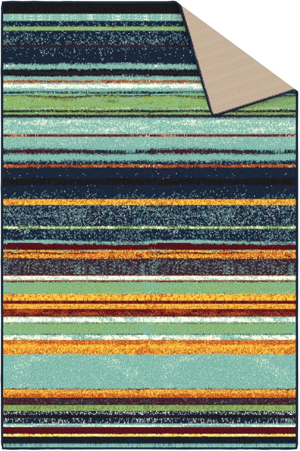 Machine Washable Non-Slip Vintage Striped Area Rug For Living Room, Hallway Runner, Entryway Rug