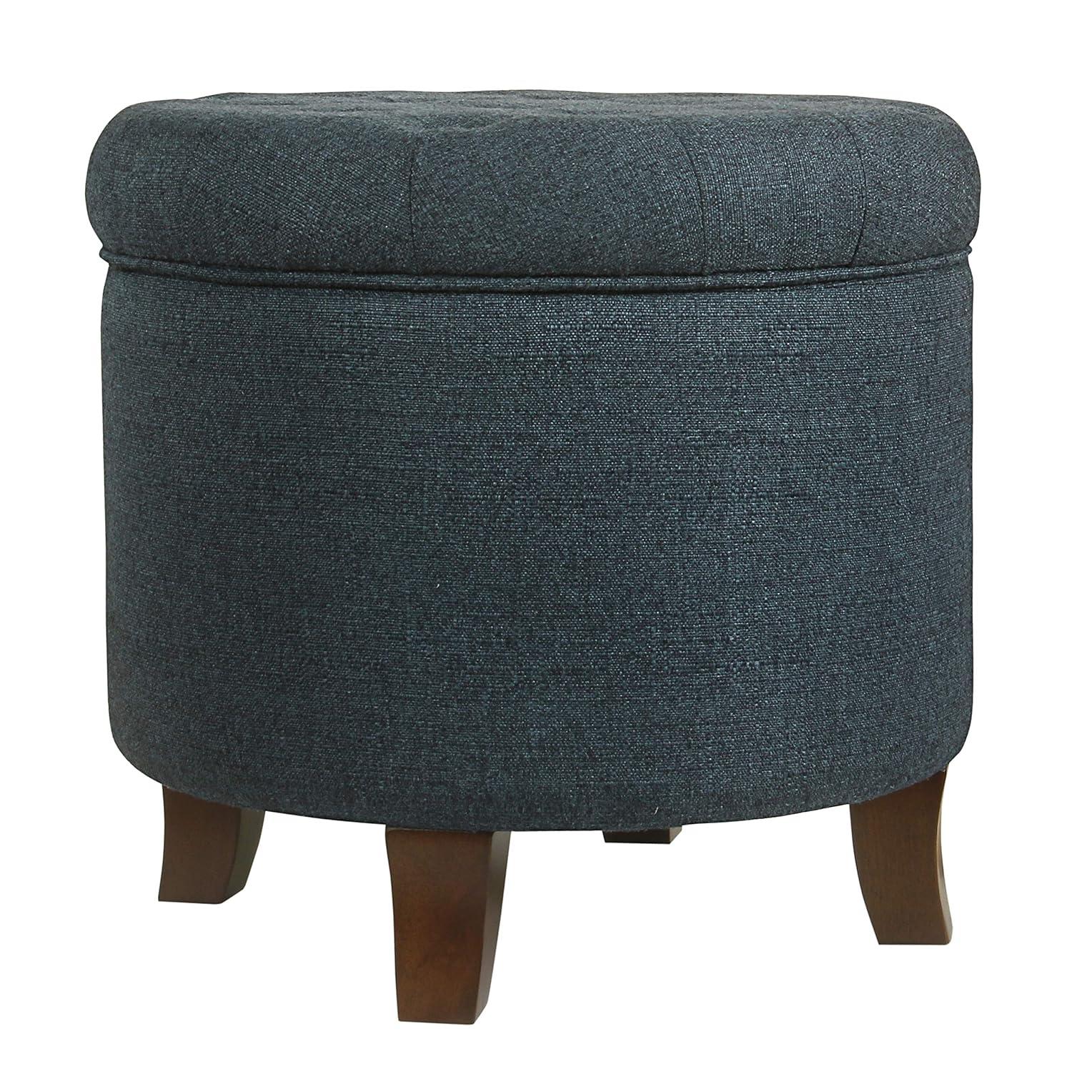 Boho Tufted Storage Ottoman Purple - HomePop: Round, Footstool, Wood Legs, 250lb Capacity