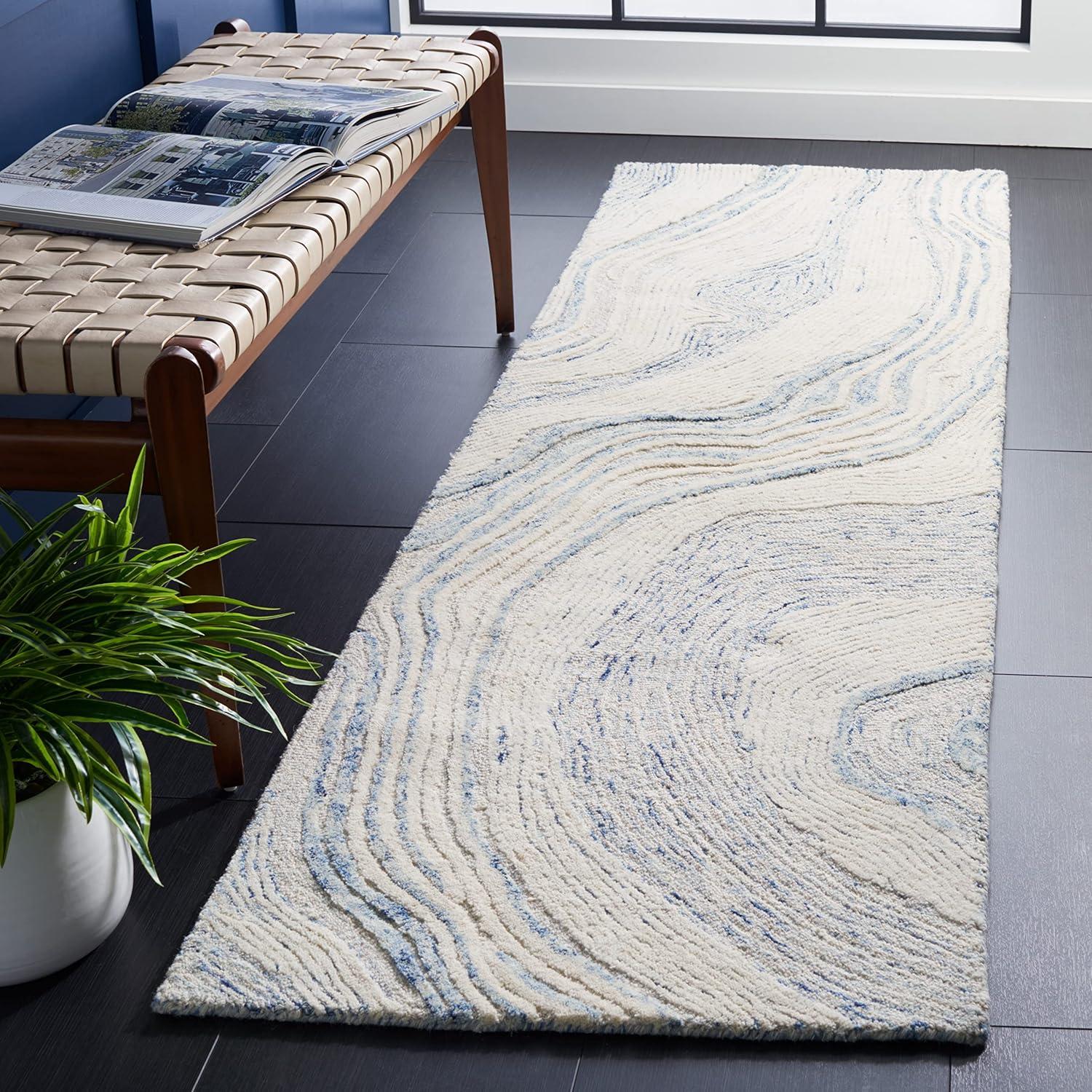 Fifth Avenue FTV121 Hand Tufted Indoor Runner - Blue/Ivory - 2'3"x8' - Safavieh