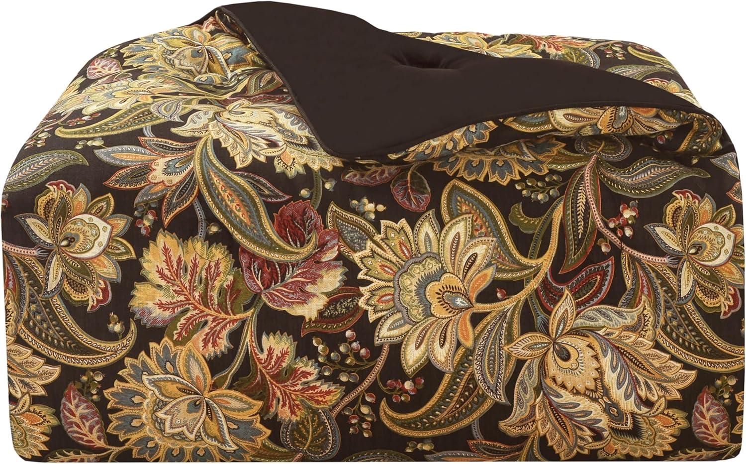 King Black Cotton Reversible Comforter Set with Floral Design