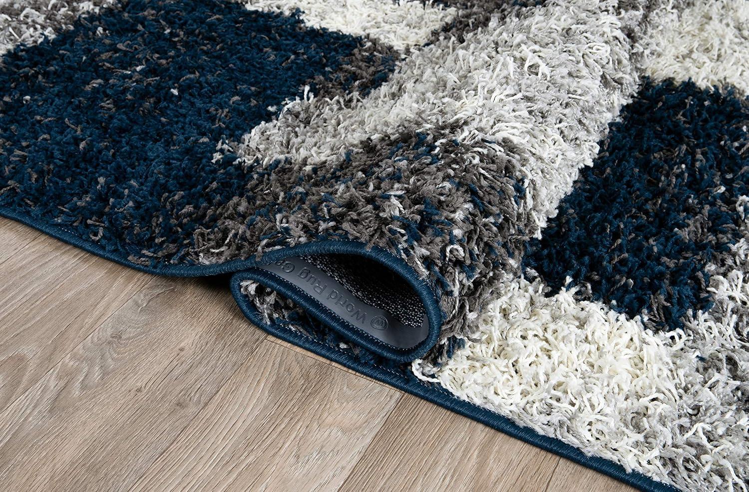 World Rug Gallery Distressed Modern Boxes Plush Shag Area Rug